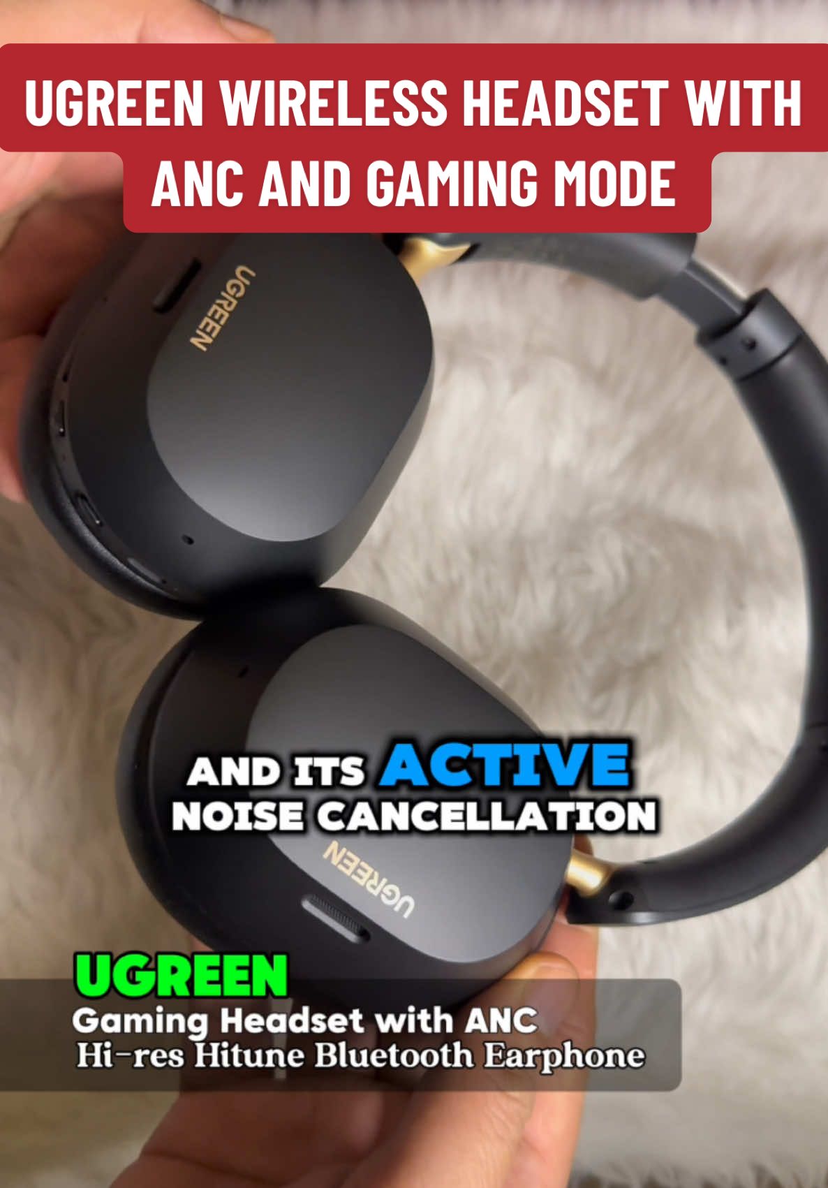 UGREEN GAMING HEADSET WIRELESS HEADSET BLUETOOTH HEAD PHONE WITH ANC GAMING MODE #ugreen #wirelessheadset #gamingheadset #anc #ugreenheadphones #fyp 