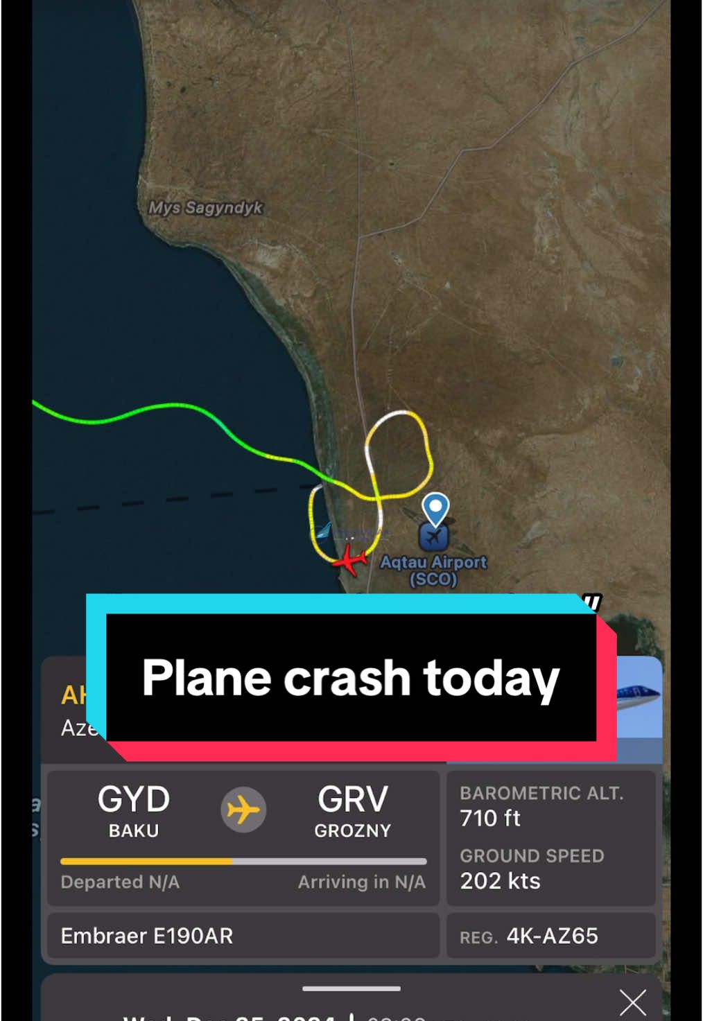 On December 25th 2024 ,an Embraer E190 from Azerbaijan Airlines has crashed .6 people out of 105 have died.😔🫡#plane #crash #news #aviation 