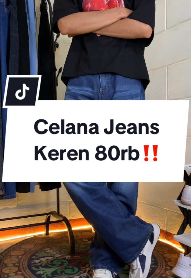 80rb udah dapet celana jeans skeren ini bray😱 #celanajeans #celanapria #loosejeans #celanamurah 