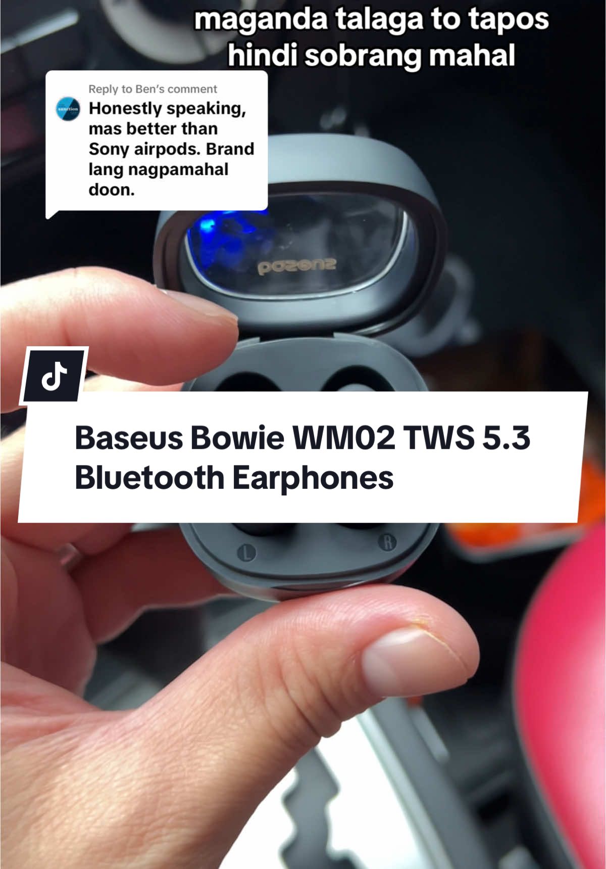 Replying to @Ben sobrang ganda talaga nitong baseus Baseus Bowie WM02 TWS 5.3 Bluetooth #fyp #trending #foryou #TikTokShop #earphones #earbuds #bluettoohearphones #baseus 