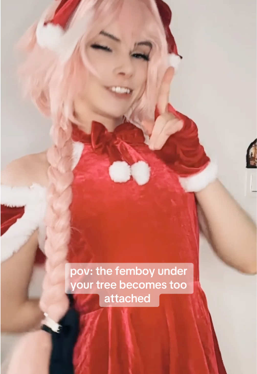 MERRY CHRIMMUSSS 💖💖💖 what did you guys ask for?? #femboy #astolfo #astolfocosplay #astolfofate #fateapocryphacosplay #femboycosplay #crossdressing #crossplay #fyp #fateapocrypha #fateapocryphaastolfo #femboytiktok #femboyfriday 