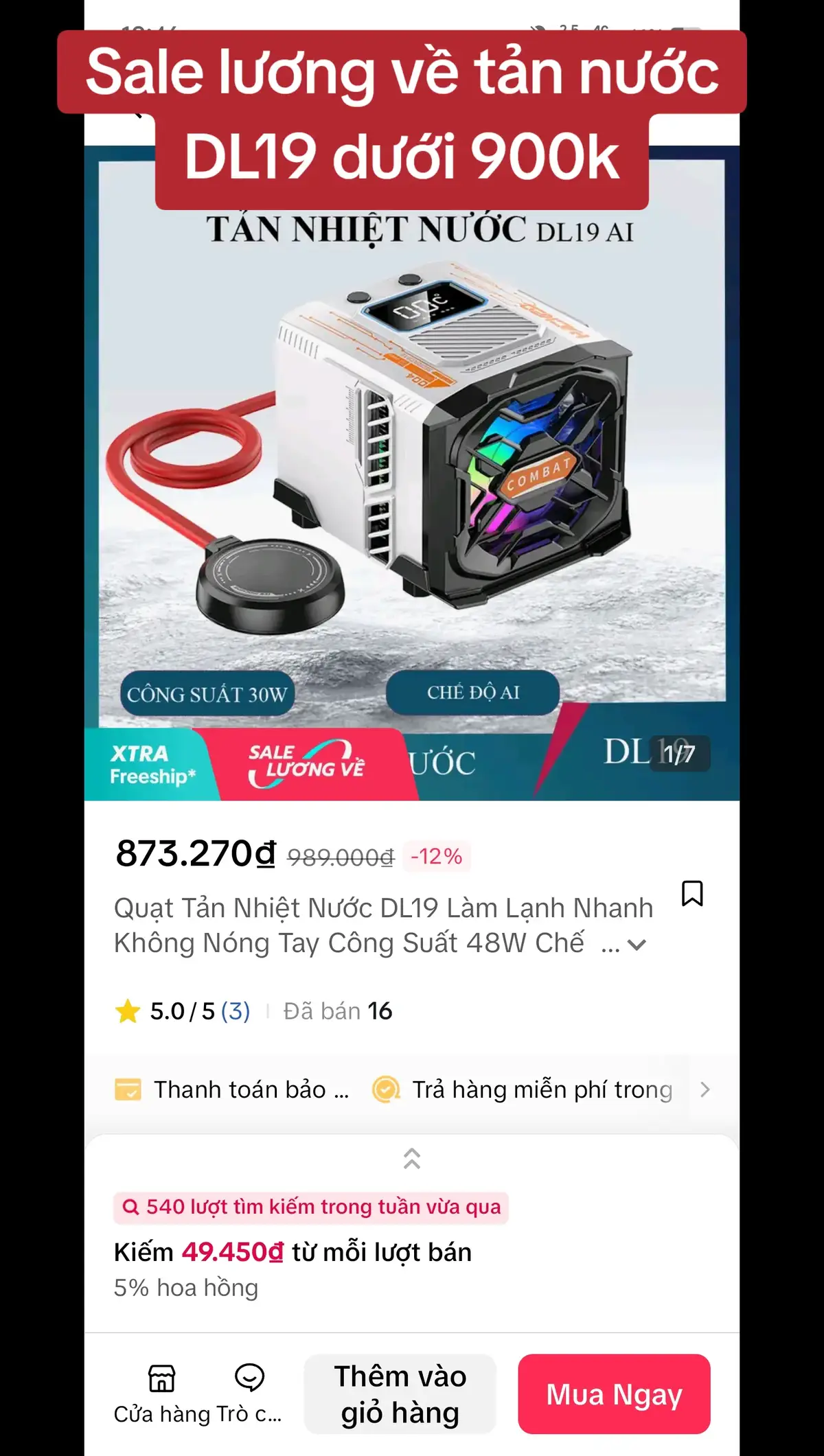 Tản nước dl19 ngày thường hơn 900k nay chỉ còn hơn 850k , ae có nhu cầu chơi game nặng như genshin, Call of Duty wazone , PUBG max setting thì nên sắm ngay 1 em #masterfanvn #tannuocdl19 