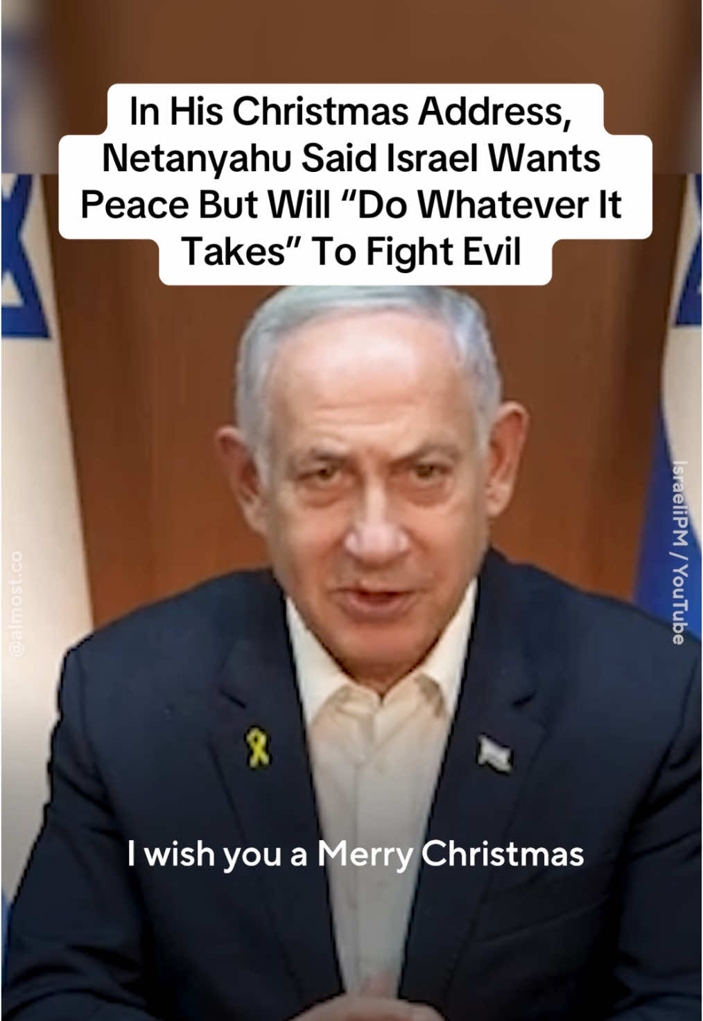 Israeli prime minister Benjamin Netanyahu delivered a Christmas message and vowed to defend the 