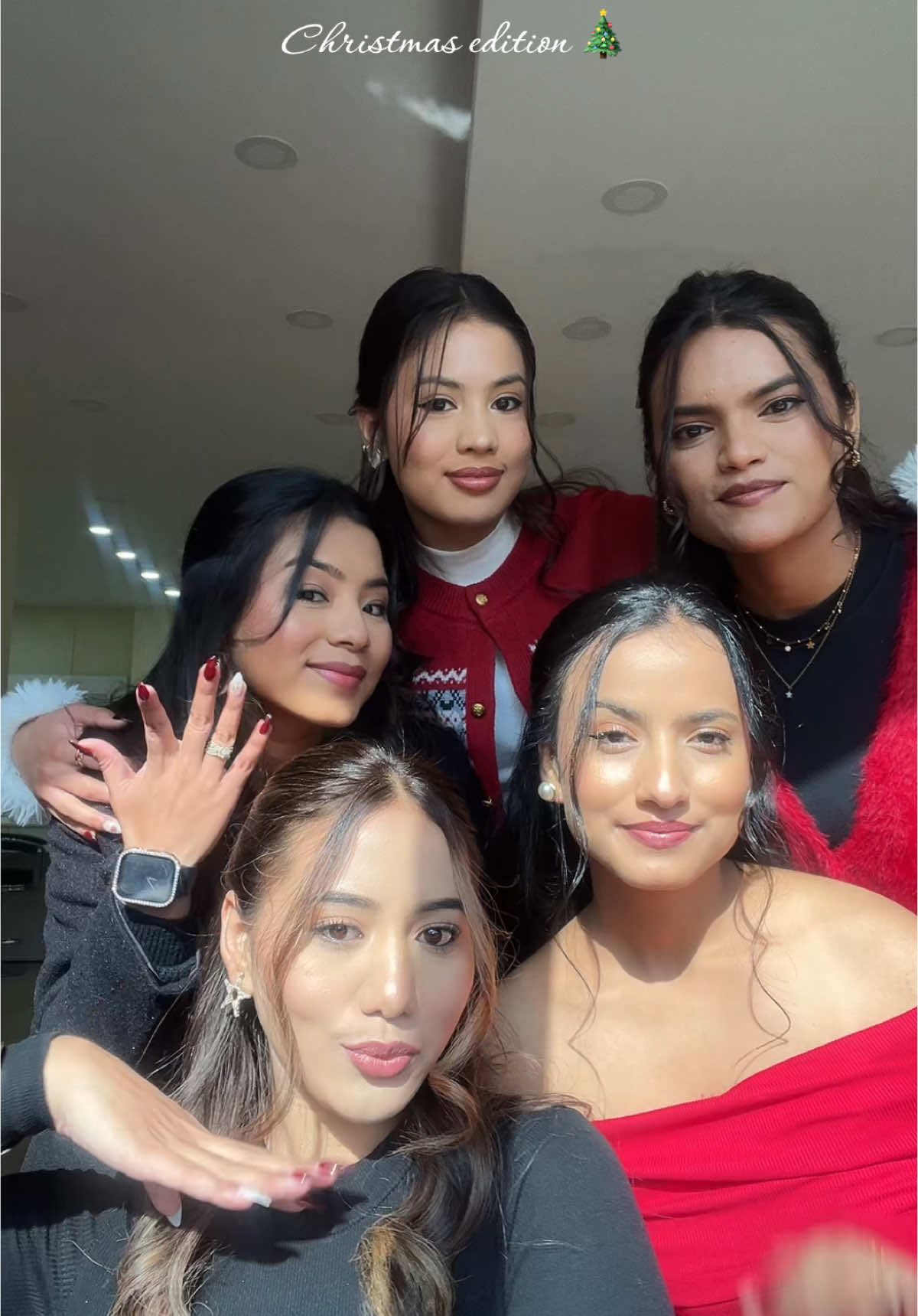 With my girls! @Rojina✨ @Leena Subedi @kay_bye11 @Eshika_Yadav🦋  #christmas #cristmasvibes #ChristmasLook #christmasmakeup #christmas2023 