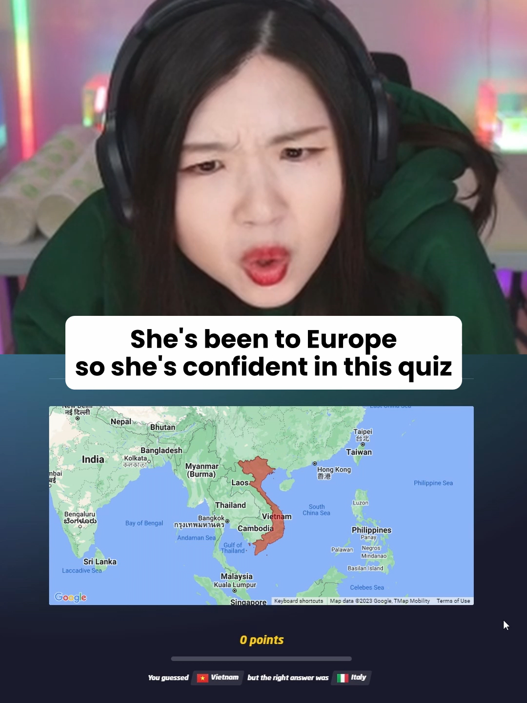 She's been to Europe, so she's confident in this quiz #europe #quiz #unexpected #funny #vietnam #italy #hachubby