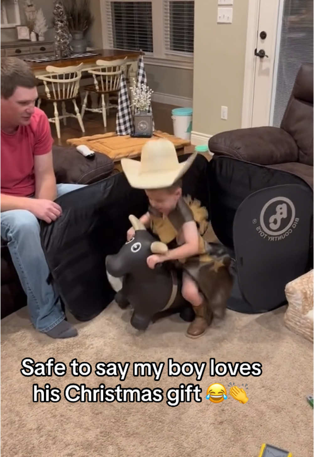 Little man loving his Christmas gift ❤️ (via @Brittany Allen) #bullriding #christmas #rodeo