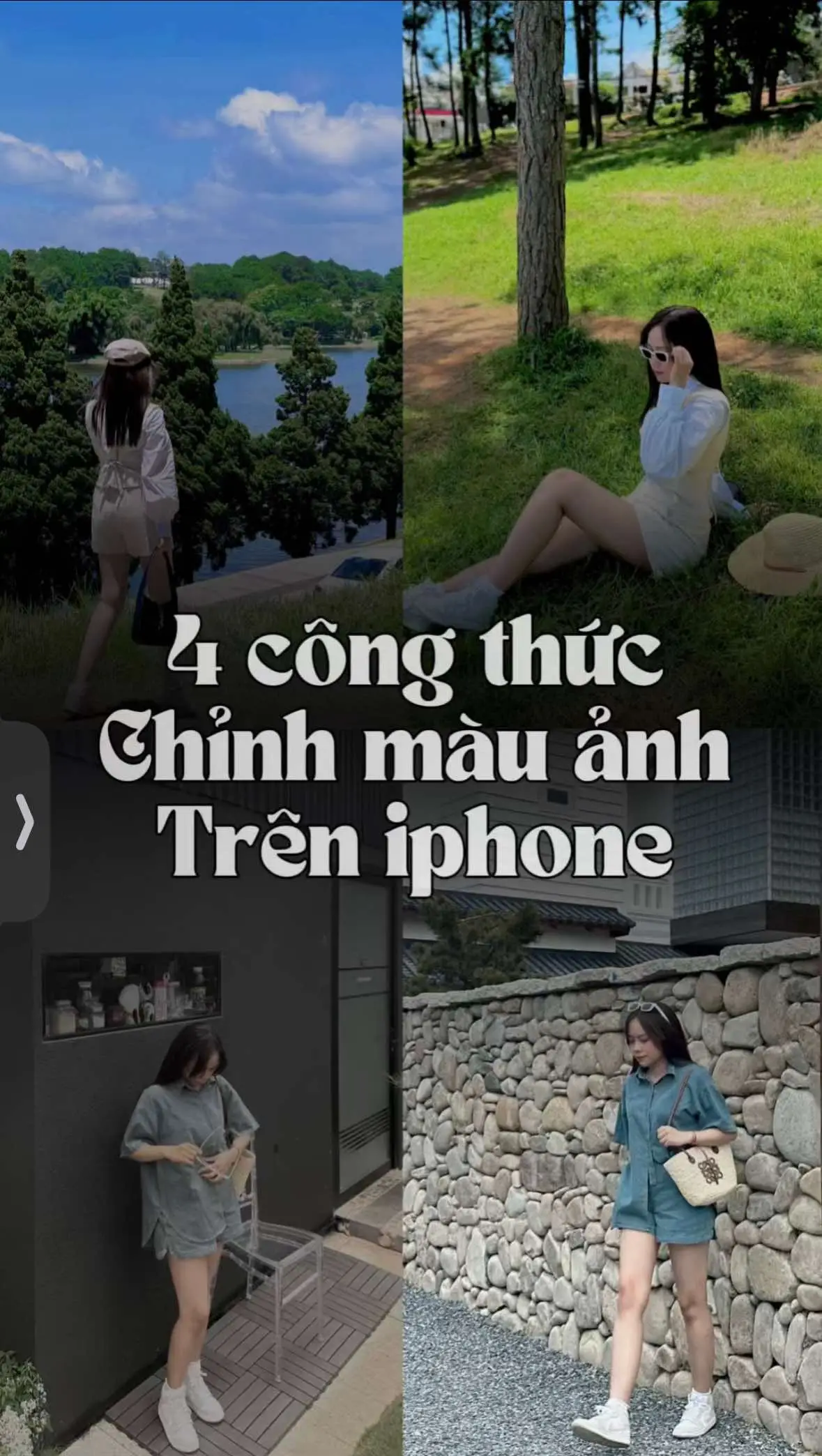 4 công thức chỉnh màu ảnh trên iphone #chinhanhdep #iphone #dungxinhlunglinh💋 #chupanh 