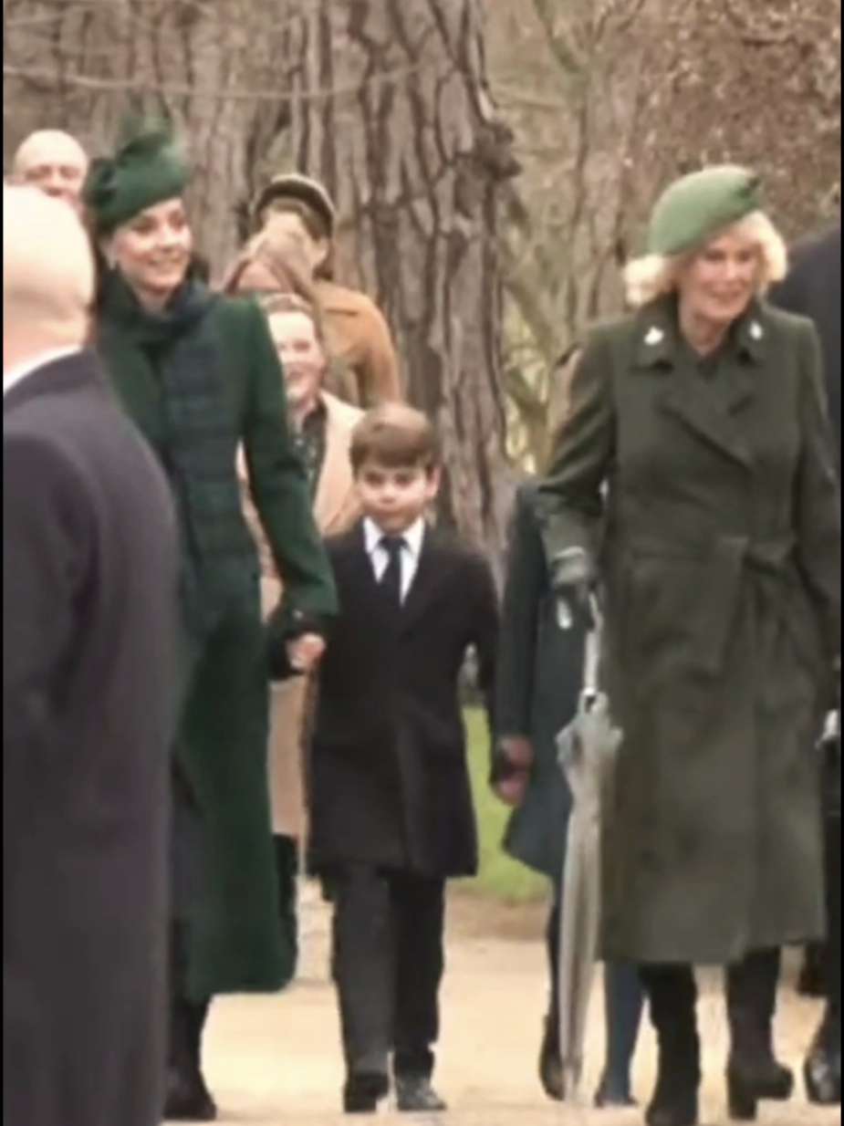 George, 11, Charlotte, 9, and Louis, 6, walked alongside their parents Prince William and Catherine, the Princess of Wales, as members of Britain's royal family made their way into St. Mary Magdalene Church for their traditional Christmas Day service. #princewilliam #princesscharlotte #catherineprincessofwales #katemiddleton 