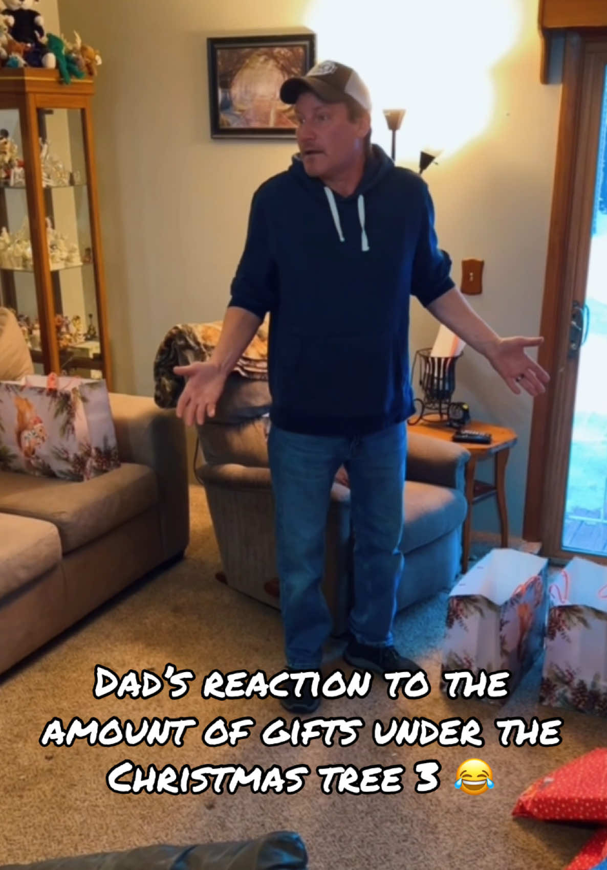 Dad’s reaction to the amount of gifts under the Christmas tree 3. #dad #christmas #reaction #husbandwife #relatable #relationships #family #drama #comedy #funny #marriage #holiday #marriage #dadlife #dadsbelike #dadjokes #dadsoftiktok #foryou #fyp #trend #trending #this #original 