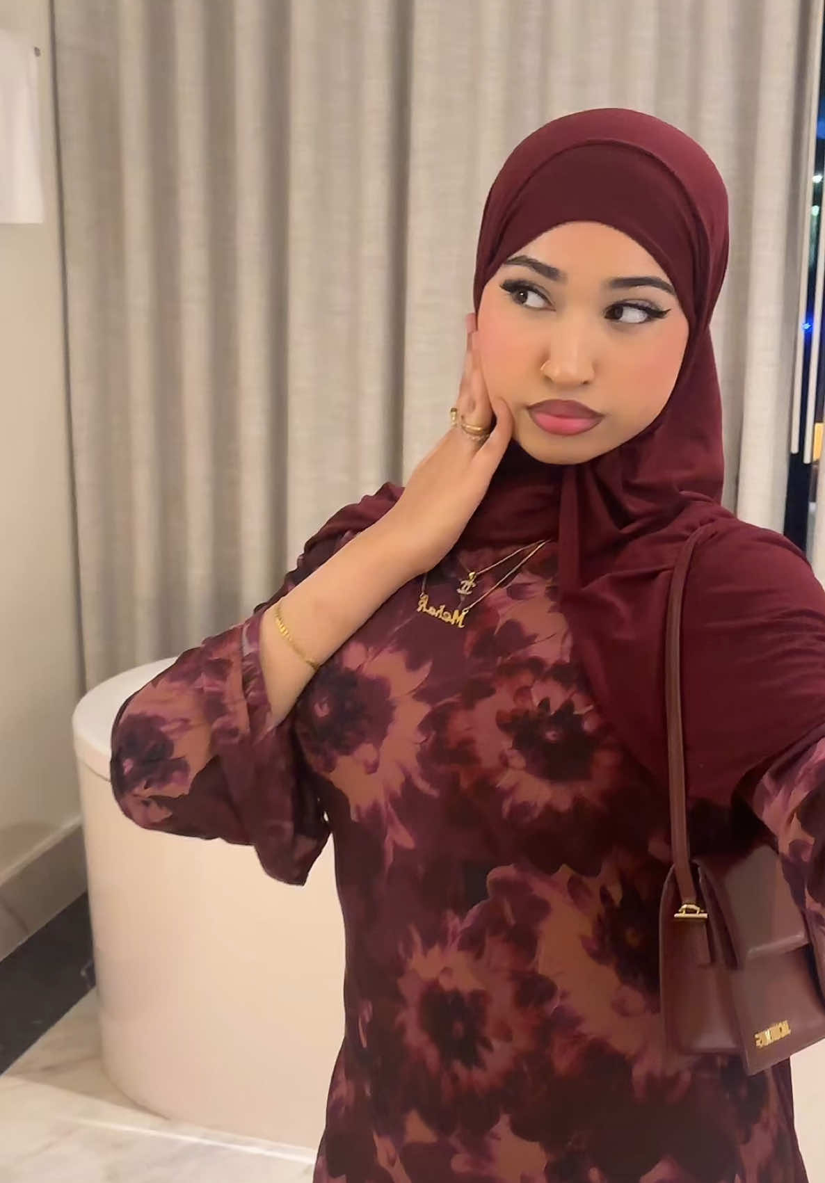 Burgundy🥀#fyp#xybca#hijabitiktok#OOTD#outfitideas#makeup#ootd 