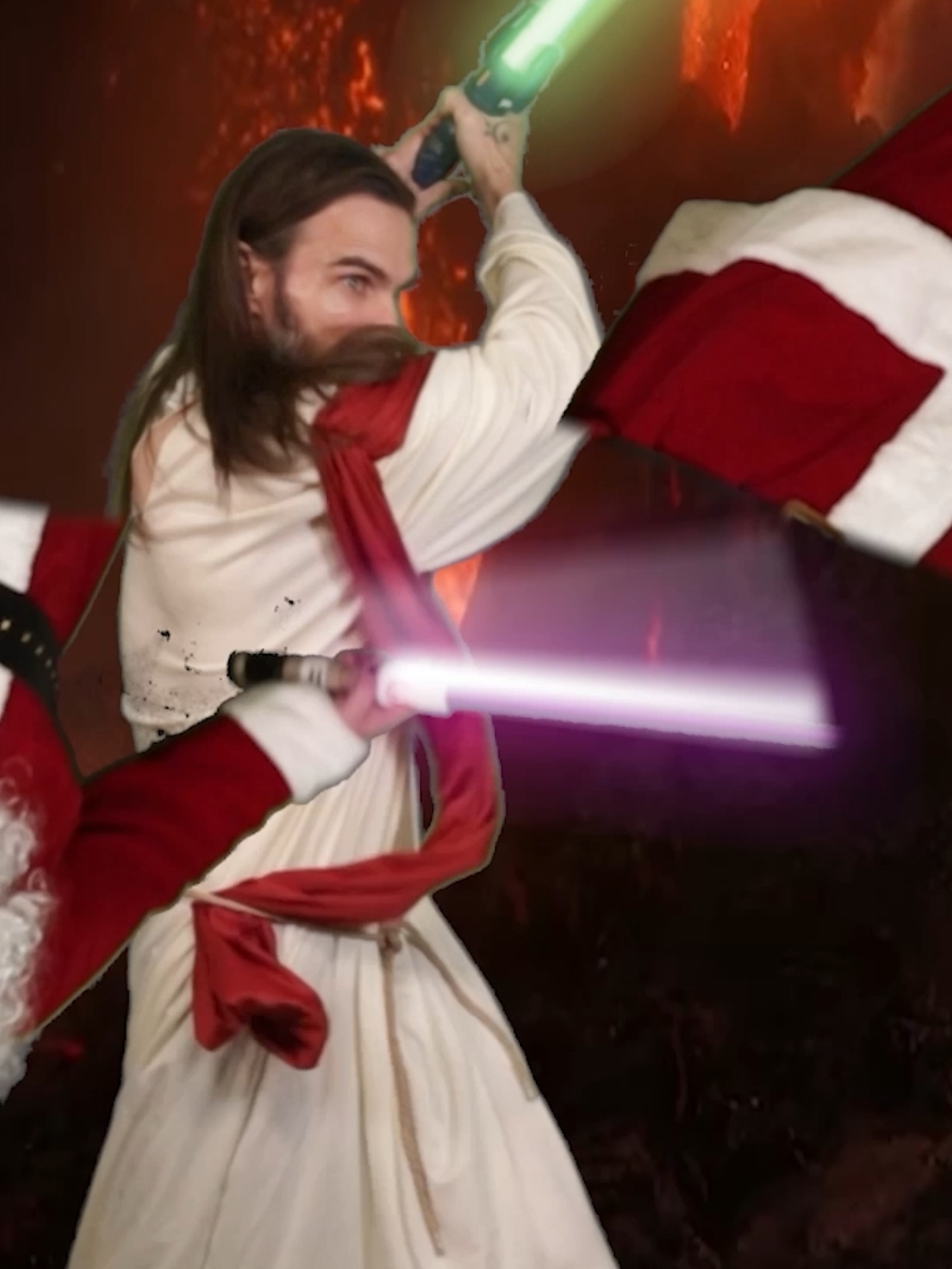 Obi Wan vs Anikan Skywalker except more jolly!!!! Jesus VS Santa Lightsaber Battle Star Wars Episode 3- Revenge of the Sithmas I spent almost 40 hours making this documentary about the true meaning of Christmas. 