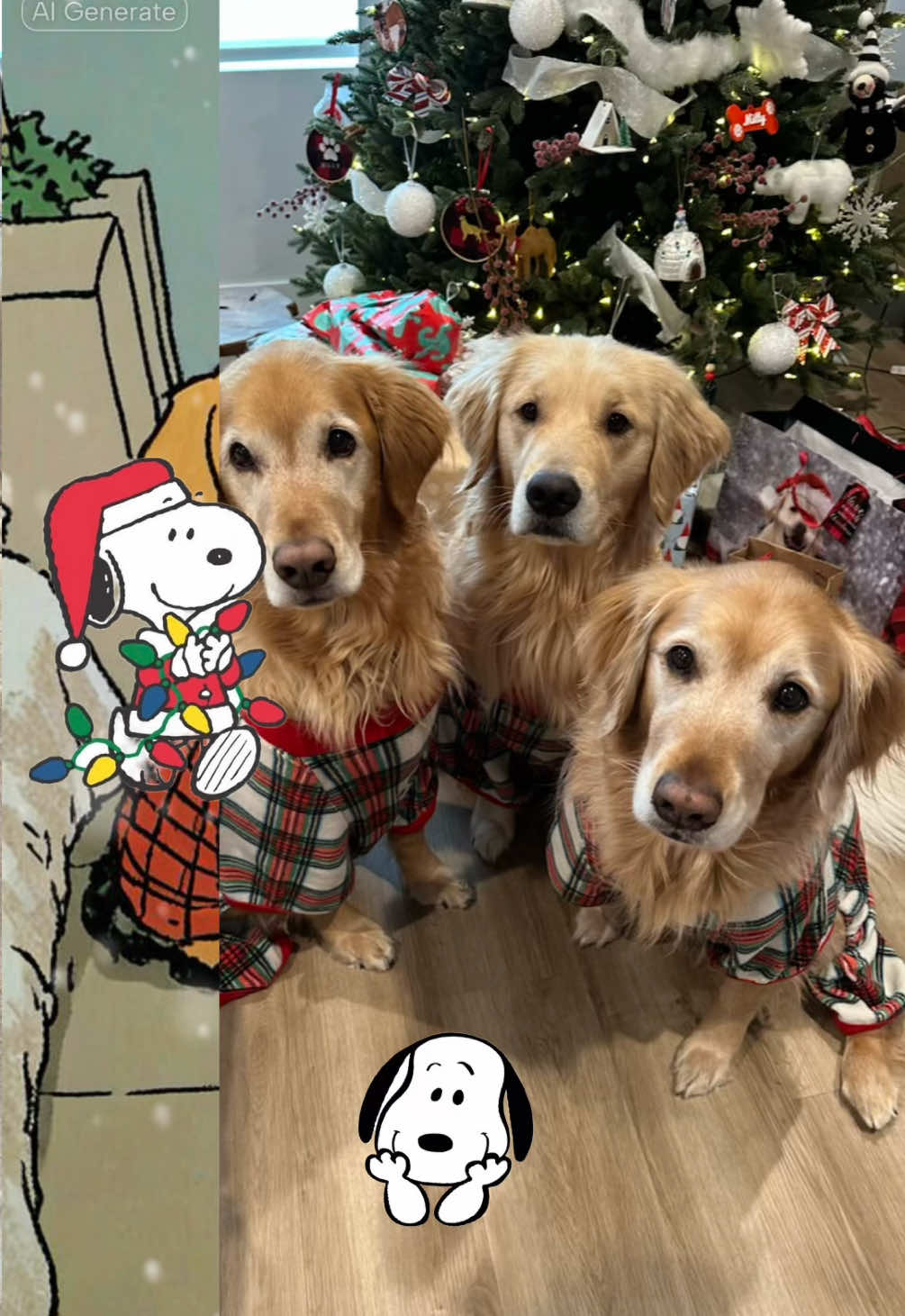 I was not expecting this omgggg 🥰  #filtroia #feliznavidad #goldenretriever #merrychristmas #christmasdogsoftiktok #filtrosnoopy #filtroia #feliznavidad 