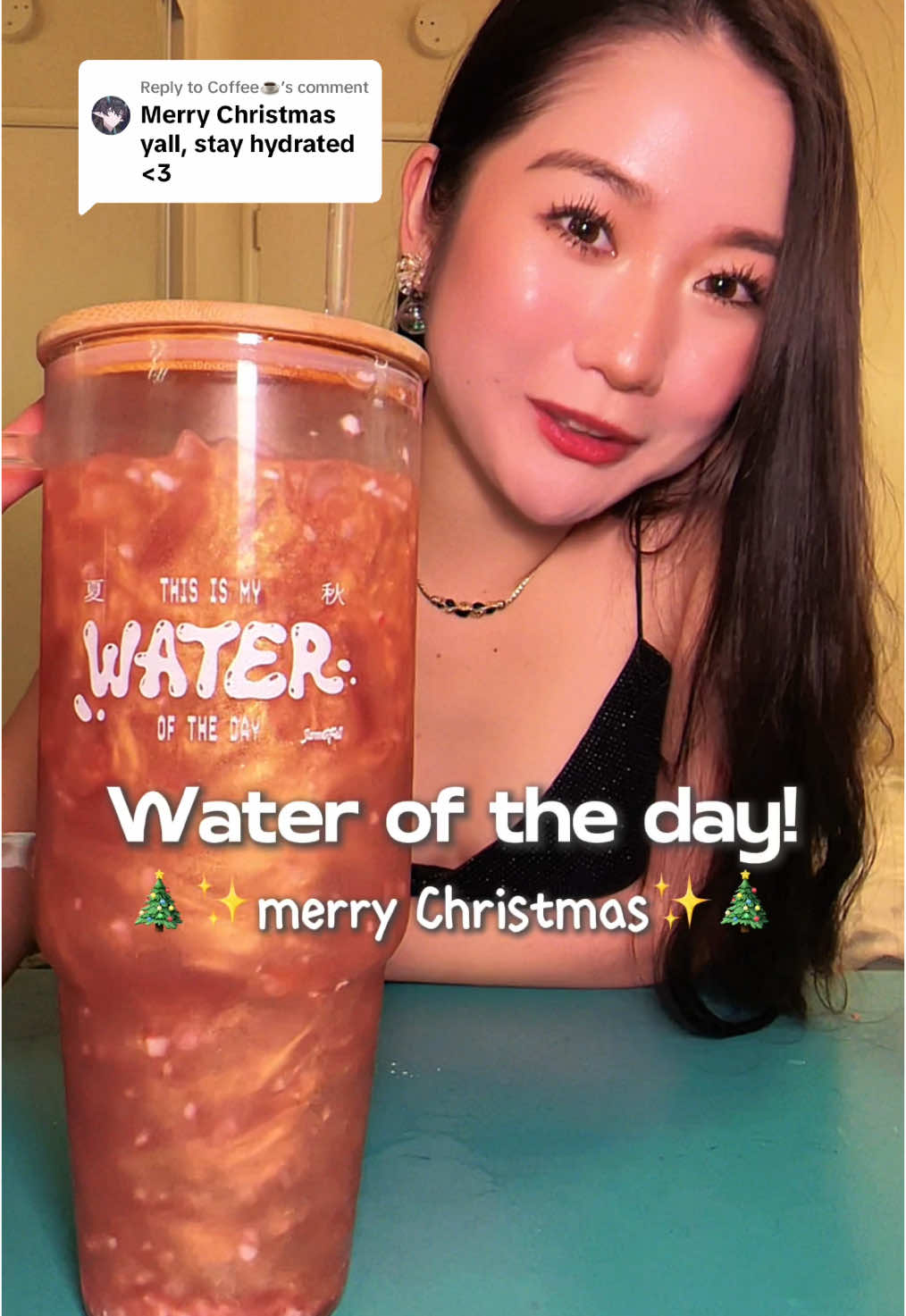 Replying to @Coffee☕️ merry Christmas everyone!!!🎄✨🎅 let’s make a Christmas themed water for this lovely day🫶 how’s everyone’s Christmas going? what did you get from Santa this year?❤️😍 #summerfallsake #sake #drinktok #summerdrinks #wateroftheday #watertok #sparklingsake #water #stayhydrated #drinkwater #waterrecipe #flavoredwater 