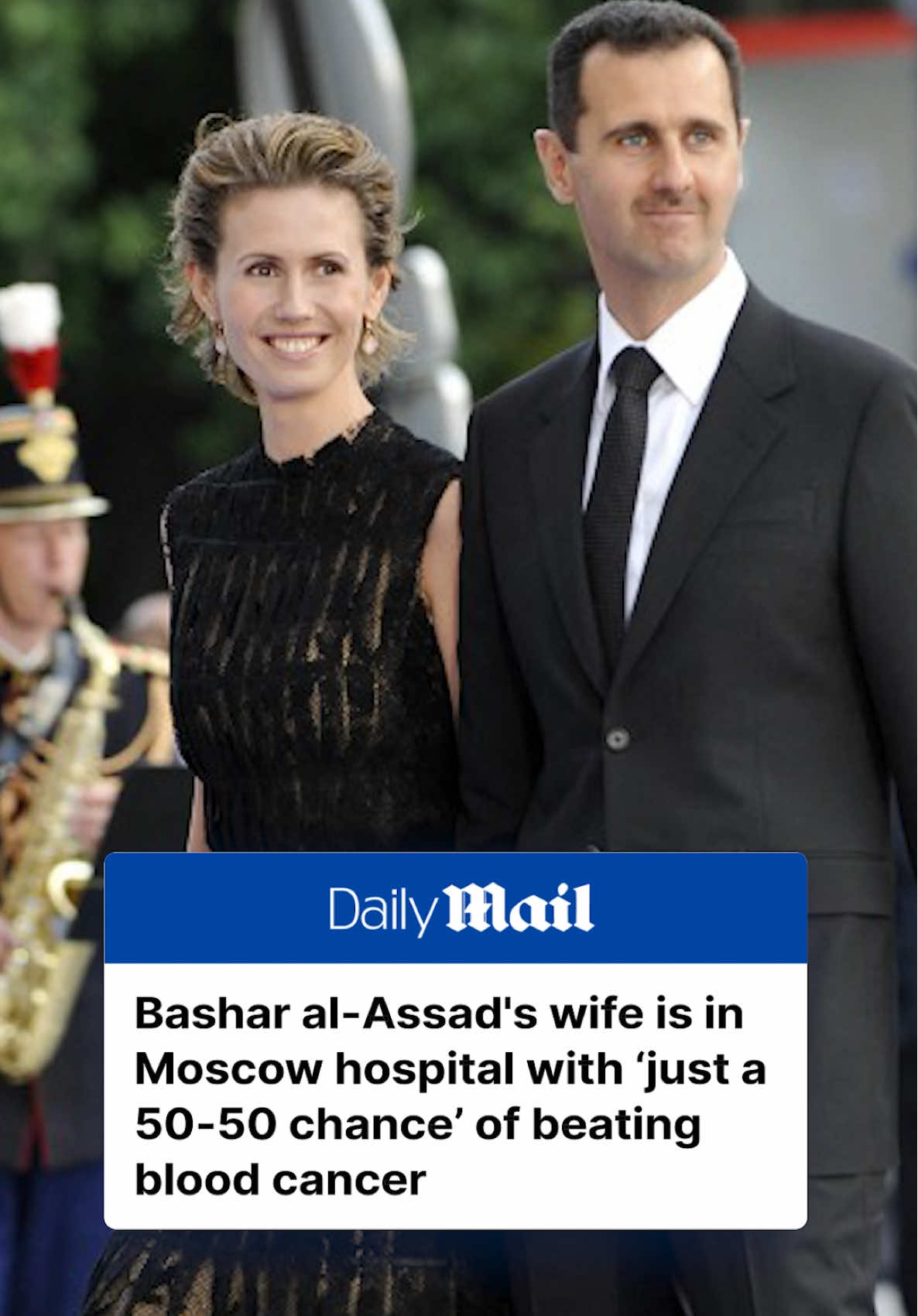 Bashar al-Assad's British wife, Asma al-Assad, is reportedly gravely ill with leukemia and has been given a ’50/50’ chance of survival. She is currently in isolation at a Moscow hospital, according to sources close to the family. ‘Asma is dying,’ a source who has spoken directly to the family in recent weeks told The Telegraph. ‘She can't be in the same room with anyone [because of her condition].’ Asma al-Assad reportedly fled to Moscow weeks before her husband to receive cancer treatment, before the Syrian regime fell earlier this month. Diagnosed with leukemia in May, Ms. Assad is believed to have experienced a relapse after a brief remission, according to The Telegraph. Sources told the outlet that the 49-year-old is now seeking to leave Moscow, as her health condition ‘cannot be adequately monitored’ there. #news #syria #moscwo #basharalassad