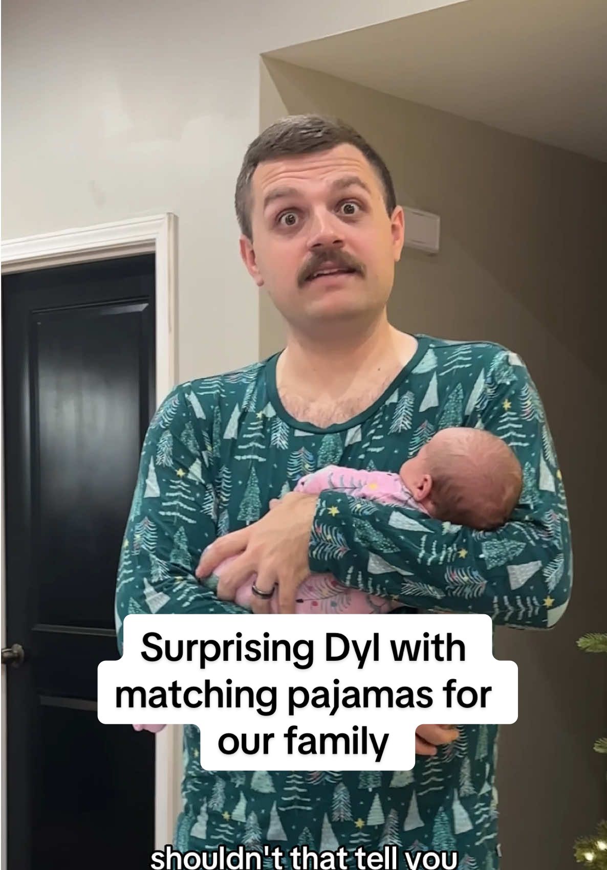 I’m surprised he even put it on 🤣 #shelbanddyl #pajamas #surprise #couples #relationships 