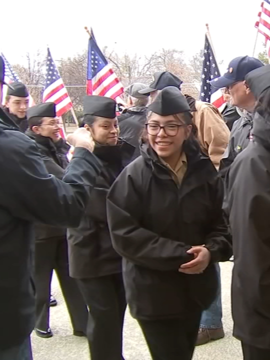 Forty-five U.S. Navy recruits from Naval Station Great Lakes in North Chicago were surprised with a Christmas celebration in Arlington Heights Wednesday. #chicagonews #navy #christmas #arlingtonheights