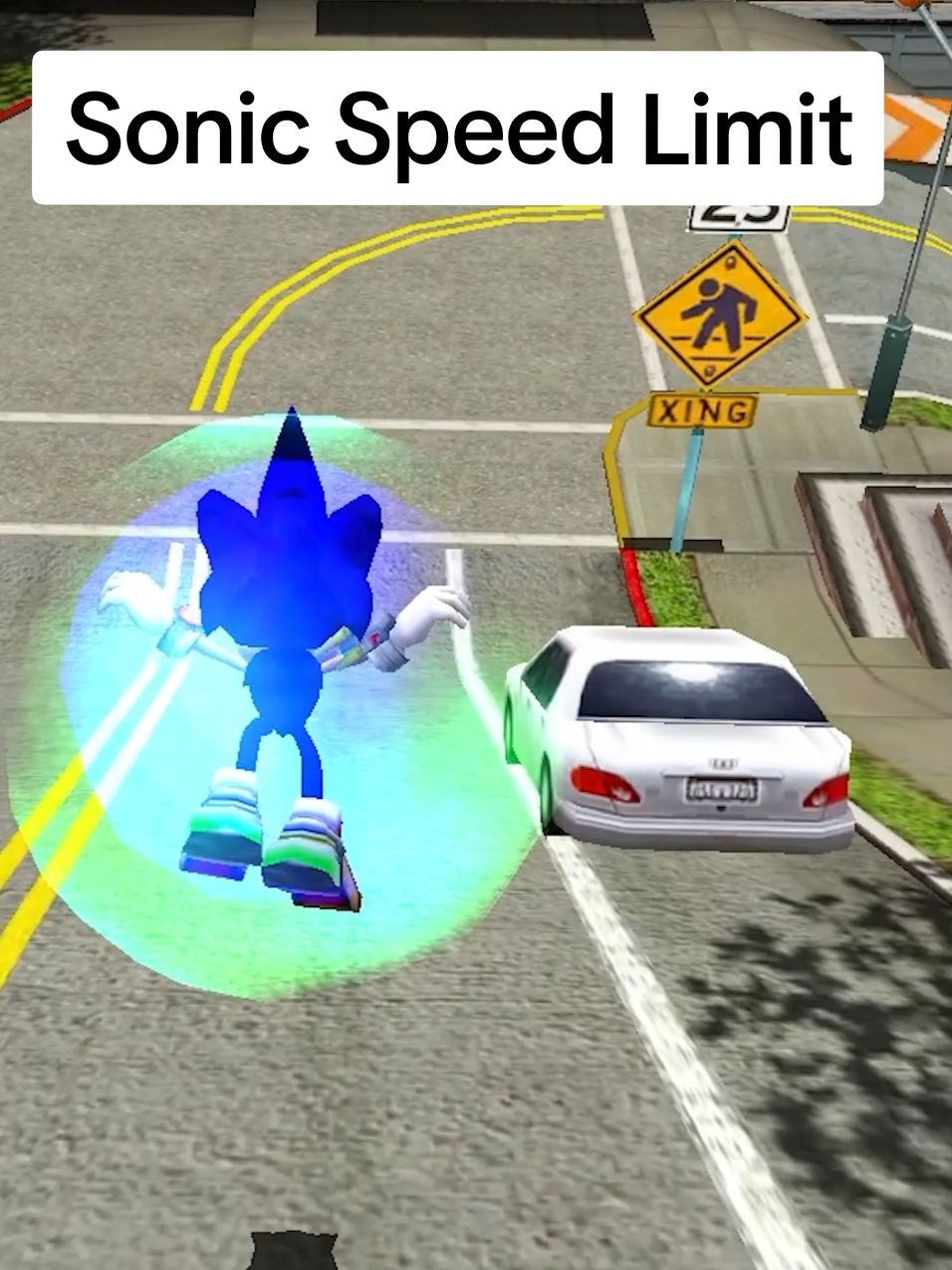 I wonder if a pedestrian ever has been charged for running over the speed limit #sonic #sonicthehedgehog #sonicadventure2 #cityescape #sonic3 #gaming 