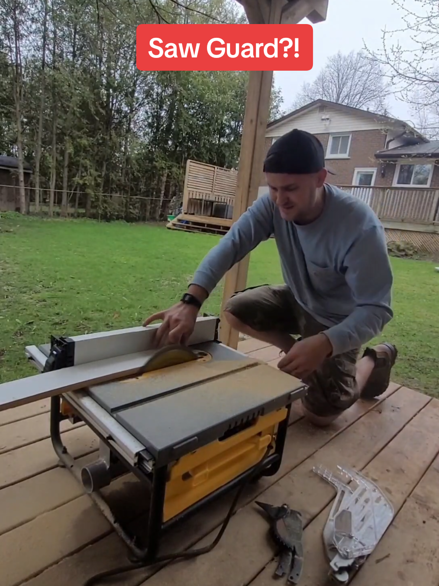 Does anyone else remove the guard from their table saw? I personally find it just gets in the way and I'd rather not have it on.  #diyprojects #renotip #renos #renovationtips #renoproject #homereno #homerenos #diyreno #diyprojectideas #tablesaw #saw #carpentrytip #carpentryskills #carpentrywork #tooltiptuesday #tooltip #handymanservices #handyman #dewalttough #dewalttools 