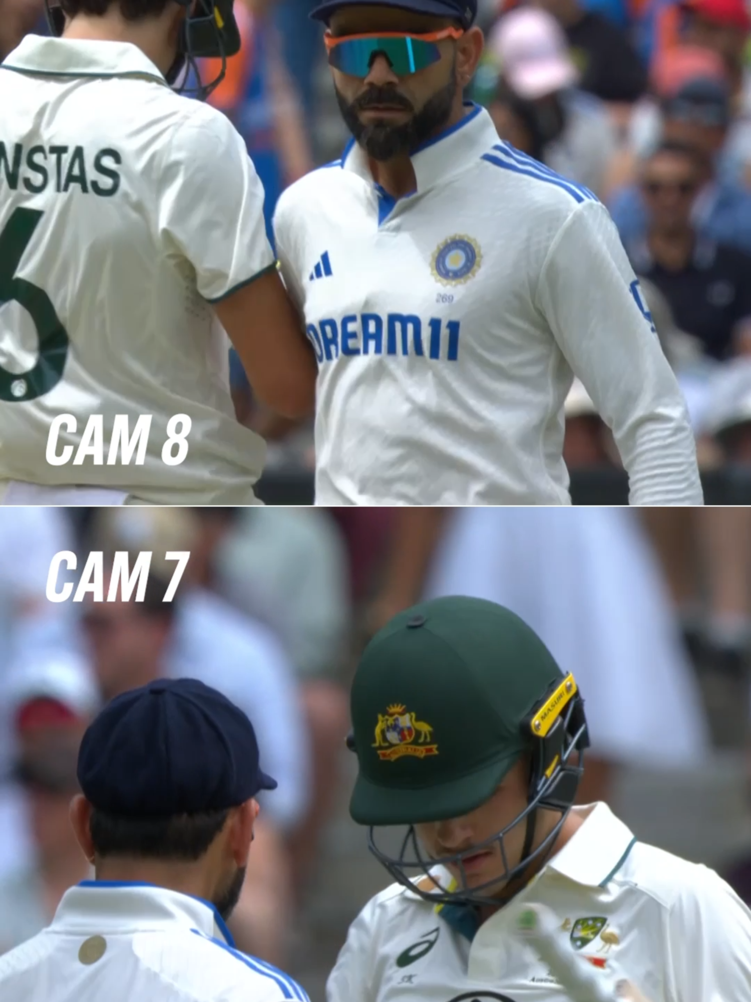 Konstas vs. Kohli in the middle of the MCG 🌶️ Watch cricket, not ads. #AUSvIND continues on @kayosports