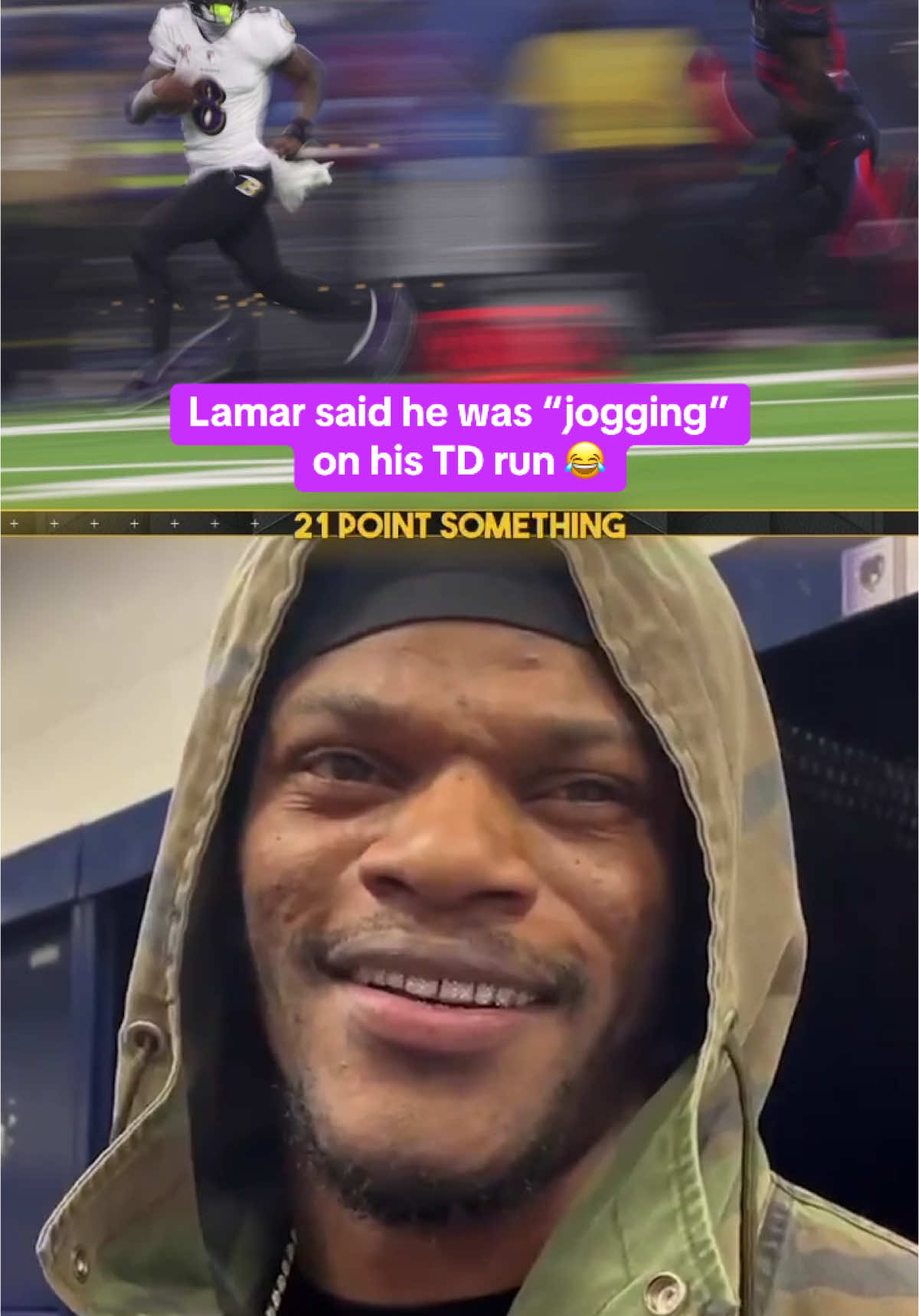 Lamar Jackson’s reaction to finding out he had the fastest run of his career tonight is priceless 😂 via JamisonHensley/X #nfl #football #funny #lamarjackson #baltimoreravens 