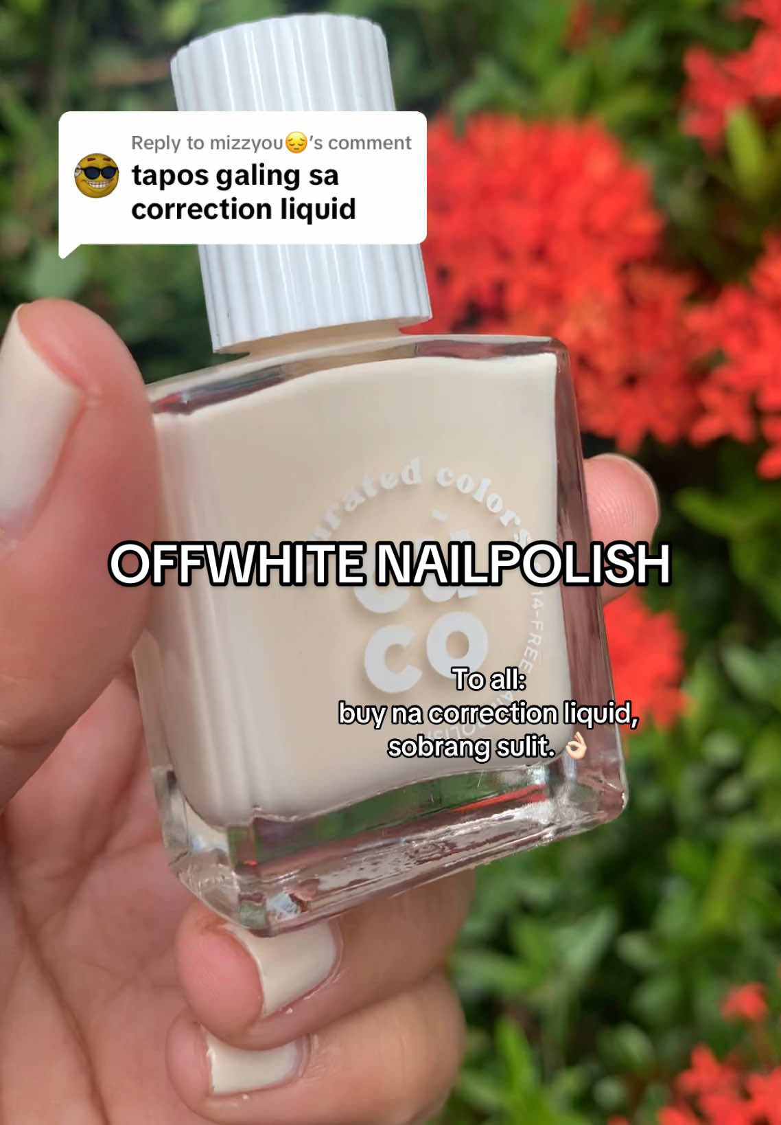 Replying to @mizzyou😔  oo nga naman #cuco #nailpolish #cuconailpolish #eggshell #curatedcolors #curated #offwhite #offwhitenails 