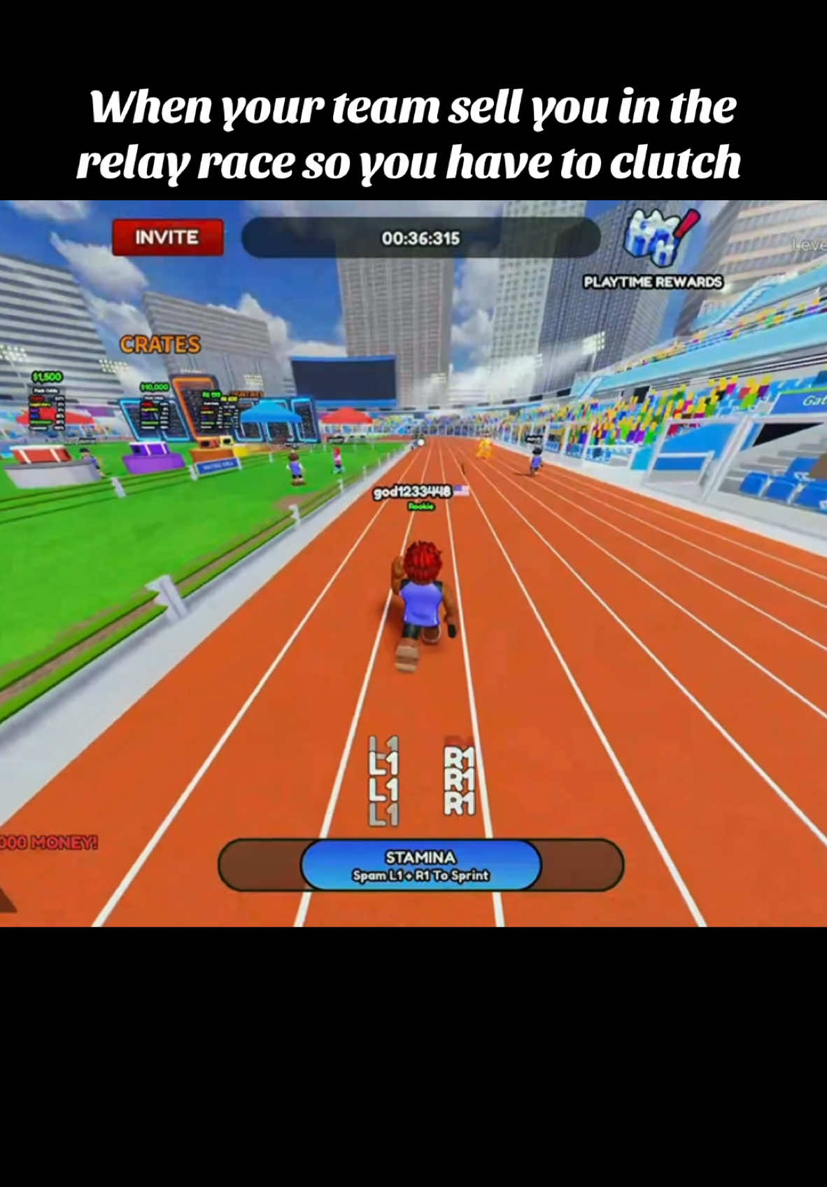 My team sold me in the relay so I had to lock in and clutch Roblox track and field #jevonamir #fyp #viral #roblox #trackandfield 