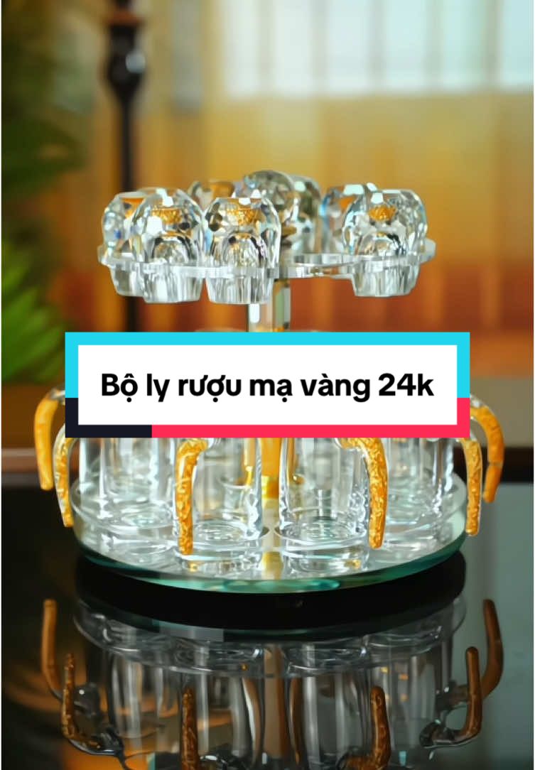 Bộ ly rượi mắt trâu mạ vàng 24k #giadung #giadungtienich #giadungthongminh #lyuongruou #lyruou #bolyruou #bolyruoumavang 