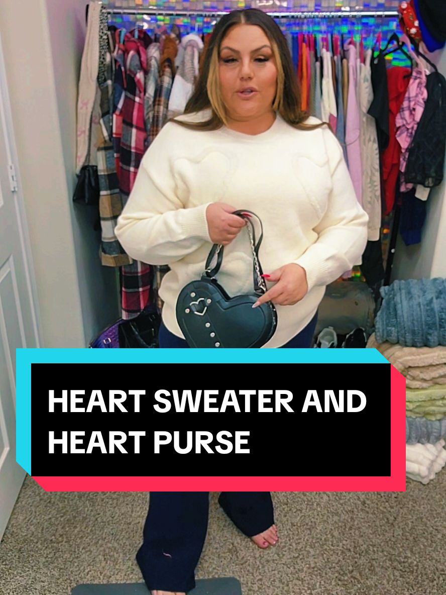 grab this heart sweater and heart purses RIGHT NOW SIZING 0X- 10/12 1X-  14/16 2X-  18/20 3X-   22/24 4X-   26W  5X-   28W  #plussizefashion #plussizeoutfits  #TikTokShopBlackFriday #TikTokShopCyberMonday #tiktokshopholidayhaul  #TikTokFashion #TikTokShopCreatorPicks  #mademyyear #fashionlookbook 