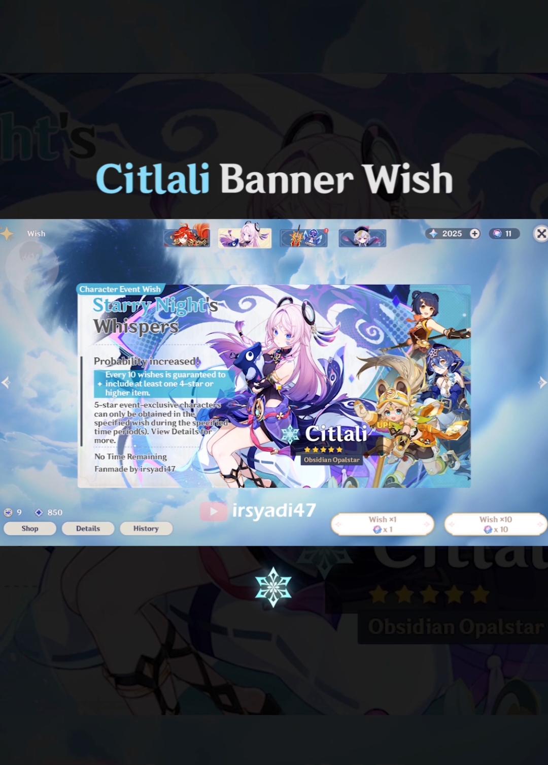 Citlali Banner Wish Fanmade. #citlali #citlaliedit #GenshinImpact #genshinedit #mavuika #irsyadi47 