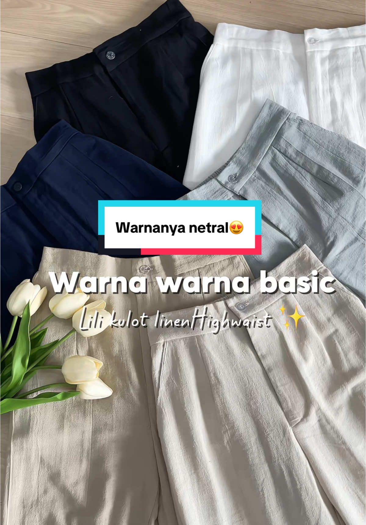 Warna warnanya netral bisa masuk ke semua acara!😍 #wibgajian #paydaysale #kulothighwaist #kulotlinen #inspooutfit #fyp 