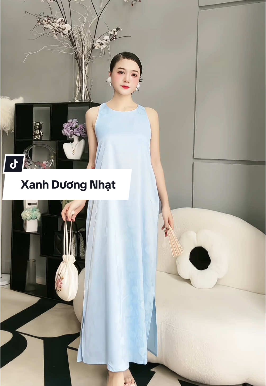 Xanh Dương Nhạt màu mới ạ, màu dịu ngọt lắm ạ🥰#cebaboutique #damsuongrong #damsuonghoatiet #damtet #dammactet 