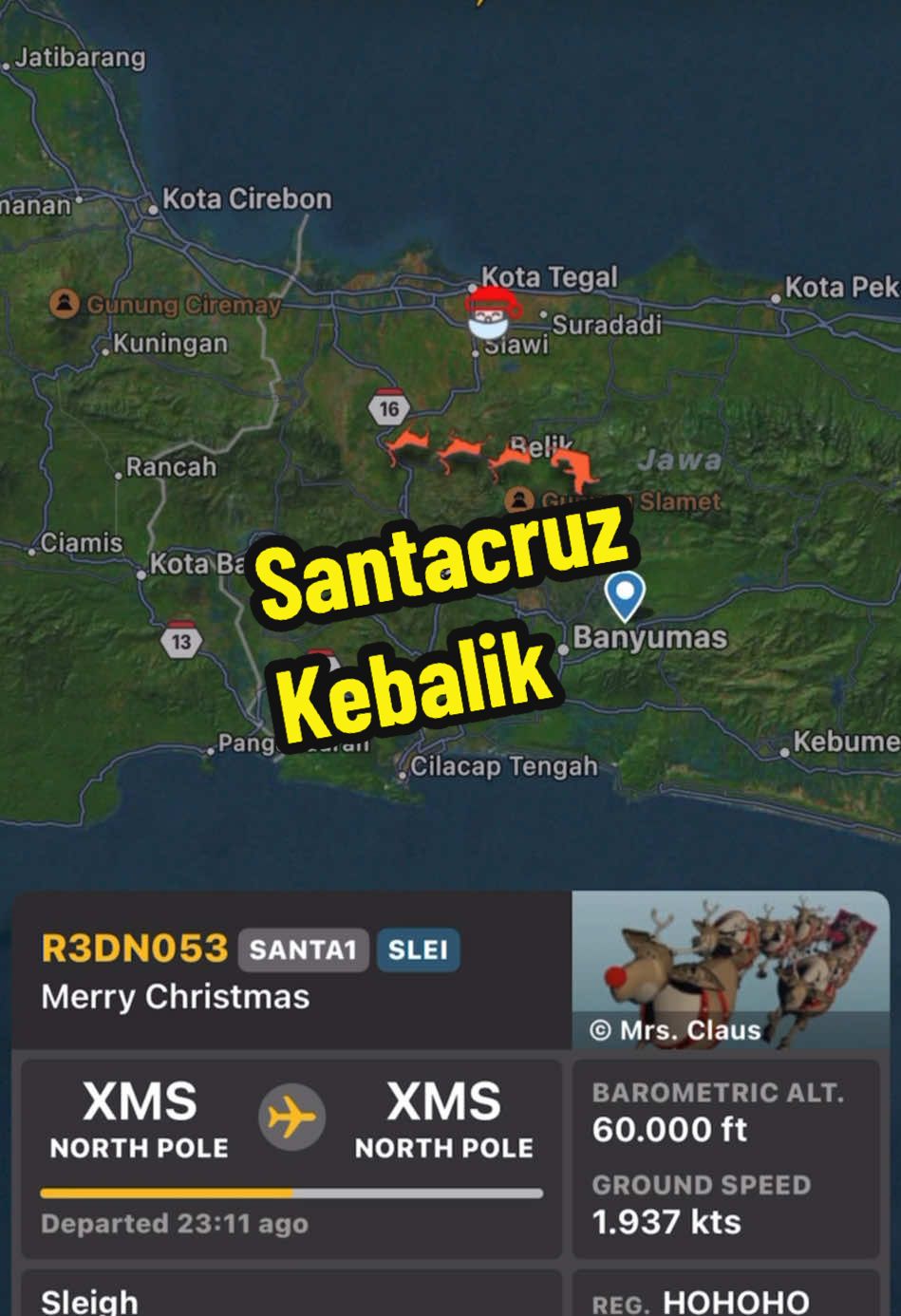 Mungkin dia lelah habis keliling dunia :) #flightradar24 #merrychristmas #santacruz #foryoupage #foryou #fyp 