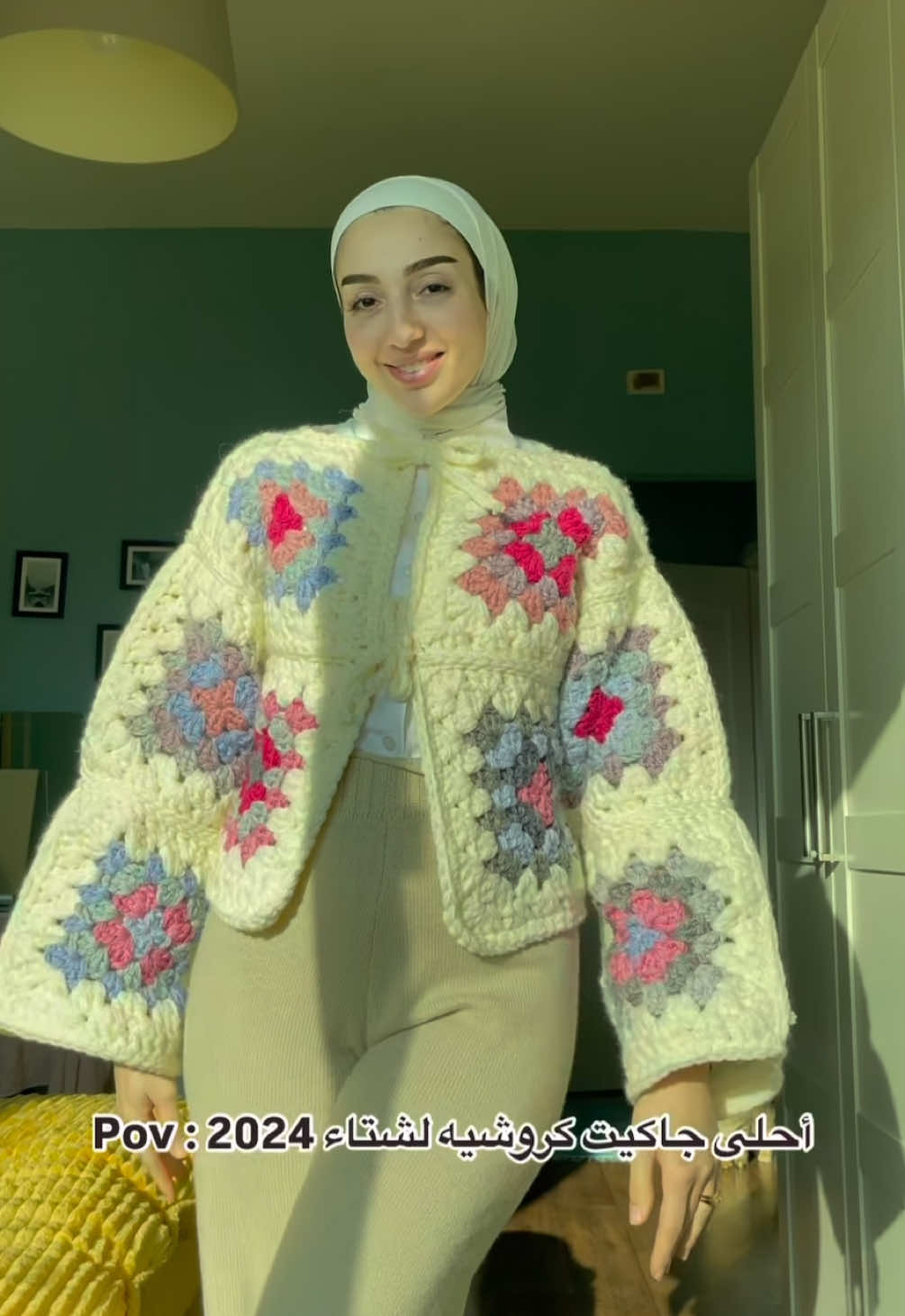 ✨ New new new ✨ Cardigan with granny squares available now 💞🎀🌸 #fyp #pourtoi #viral_video #tiktokviral #crochet #tiktokviral #explore #handmadegifts #endlessjourney #tunisia #crochettunisia #SmallBusiness #support #tunisia🇹🇳 #algeria #maroc #follow 