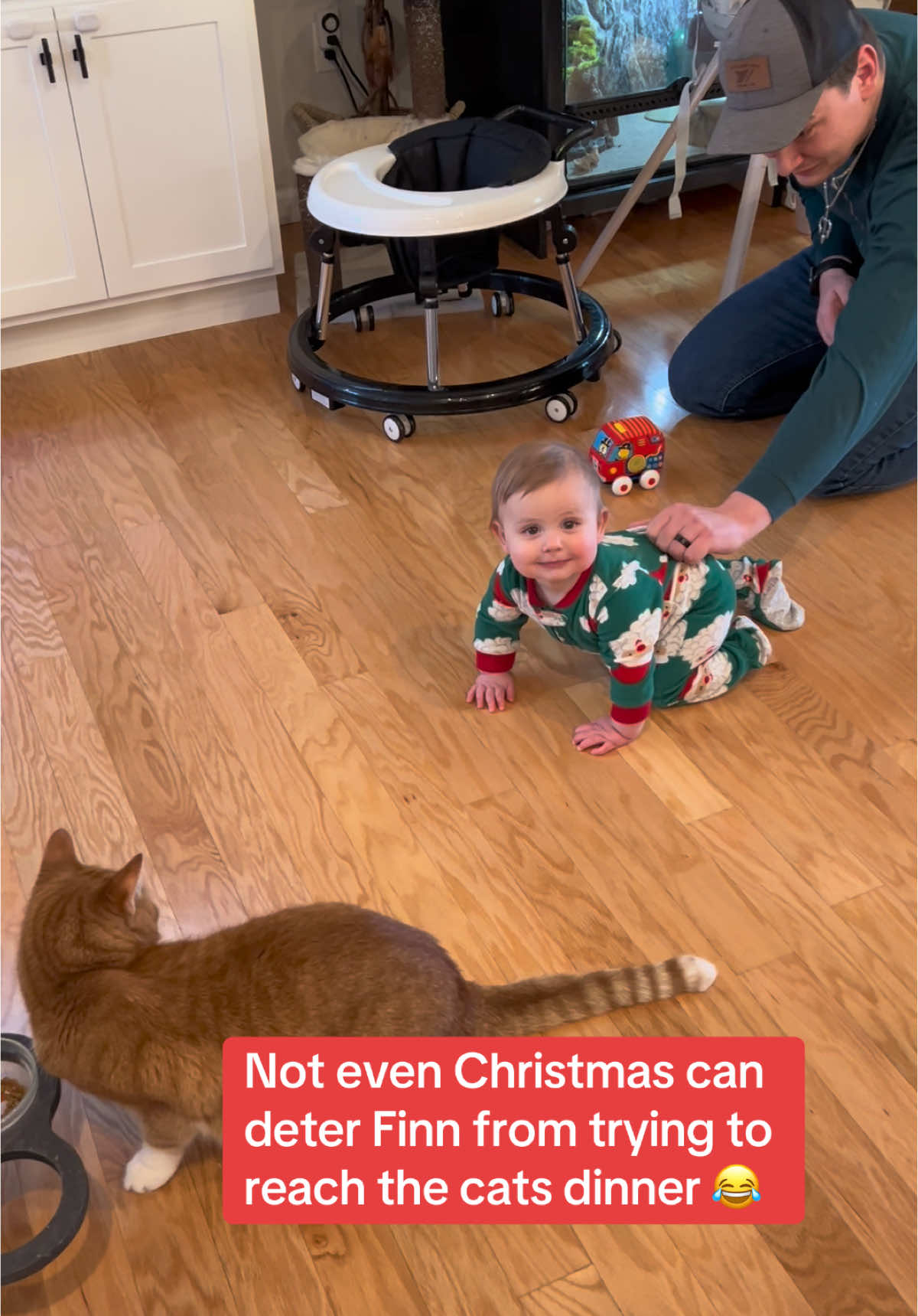 Happy Holidays from a very persistent 9 month old baby!  #funny #babies #newparents 