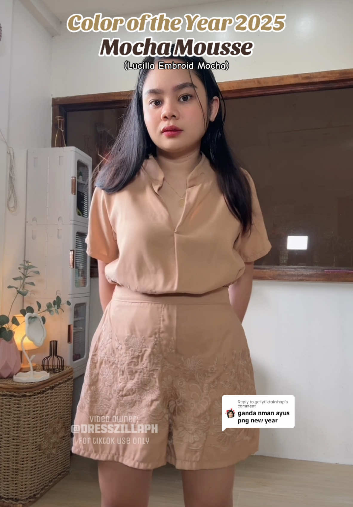 Replying to @gellytiktokshop another mocha mousse outfit🤎  #ternooutfit #coloroftheyear #mochamousse #mochacoordinates #mochaoutfit #dresszillaph 