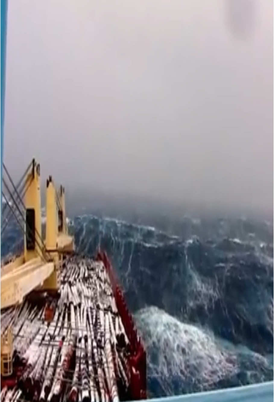 The ships encounter huge waves 😨 #ship #vessel #bigwaves #storm #rough #heavy #atsea #waves #scary 