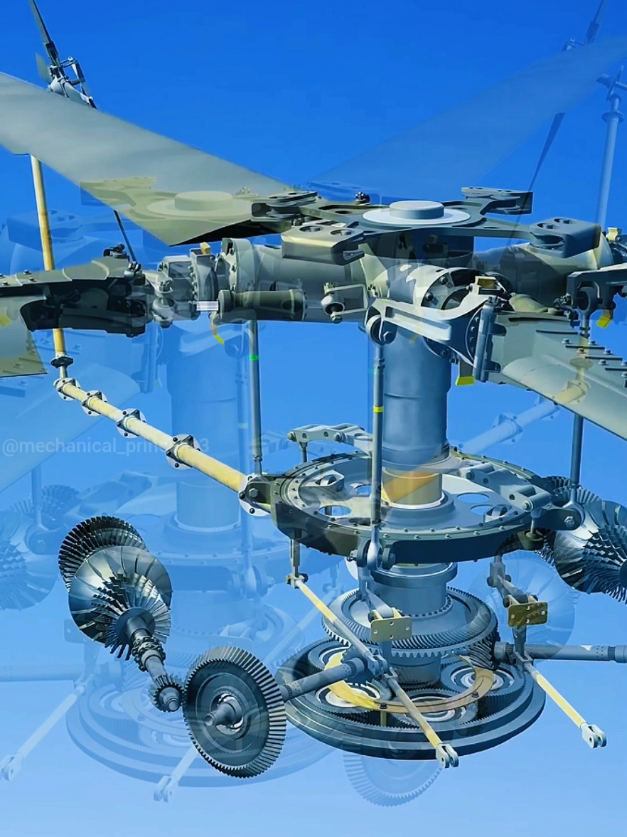 Helicopter rotor blades working mechanism #mechanical #mechanicaldesign #3d #animation #mechanicalengineering #machine #technology #automation #innovation 