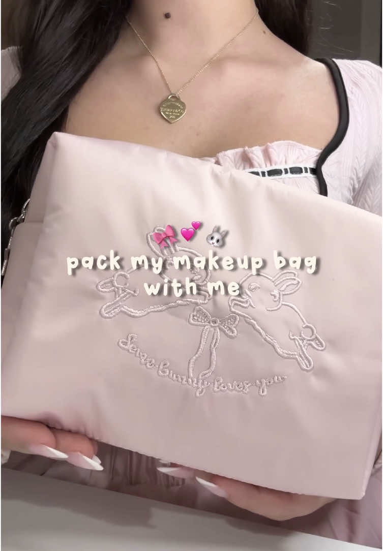 pack my makeup bag / pouch with me 🎀🐰  things from: - pouch @SHEIN  - blush, highlighter & brows @Flower Knows Makeup  - lippies @SHEGLAM & romand #kbeauty #makeup #makeupbag #whatsinmybag #koreanmakeup #skincare #cbeauty #wonyoungism 