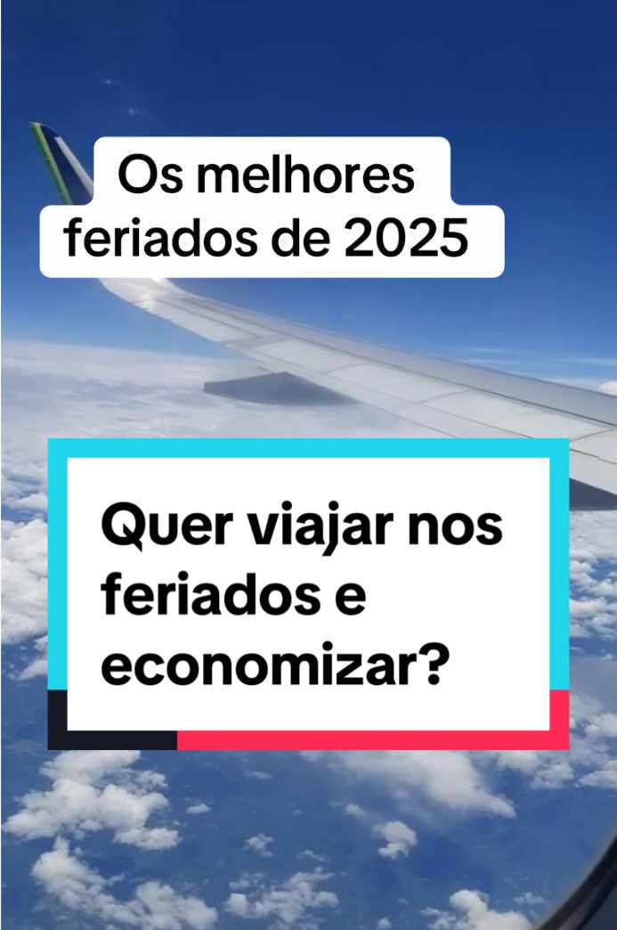 Quer viajar nos feriados e economizar?  Planeje sua trip com antecedência e aproveite as melhores ofertas! O ideal é escolher o quanto antes quais feriados você deseja aproveitar para viajar e já começar a se organizar. Uma dica valiosa é aproveitar promoções de companhias aéreas e sites de reserva, que costumam oferecer descontos em períodos específicos. Bora viajar sem pesar no bolso! #feriado #2025 #viajar #economia 