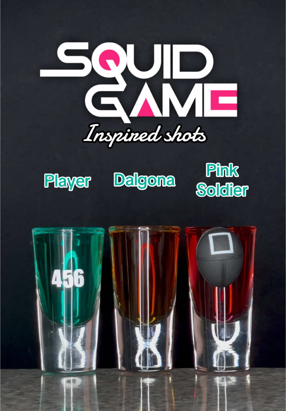 SQUID GAME INSPIRED SHOTS ☂️  #squidgame #shots #cocktails #drinktok #netflix 