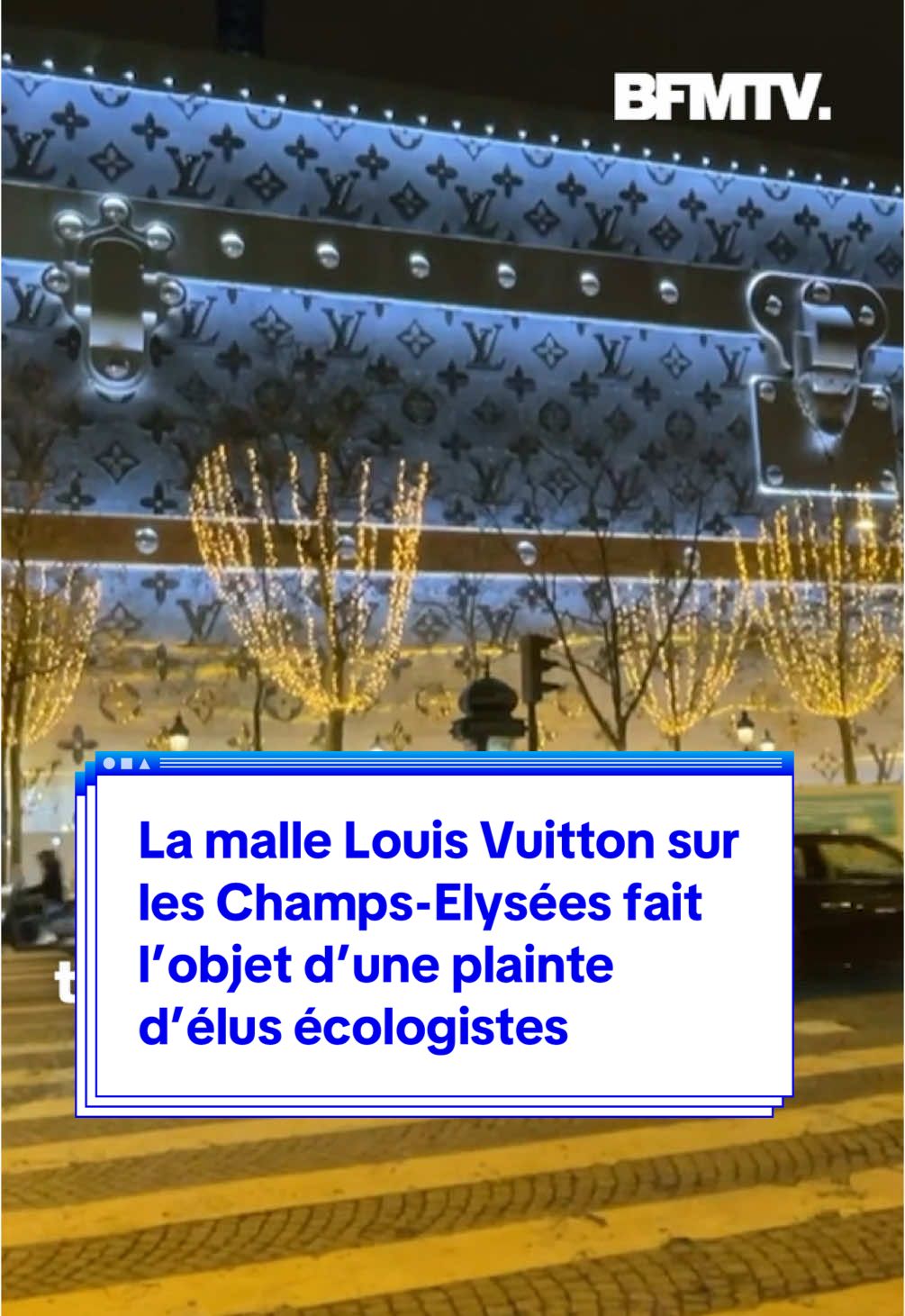 L’immense malle Louis Vuitton sur les Champs-Elysées fait l’objet d’une plainte de la part d’élus écologistes qui y voient une publicité déguisée #louisvuitton #champselysees #ecologie #lvmh 