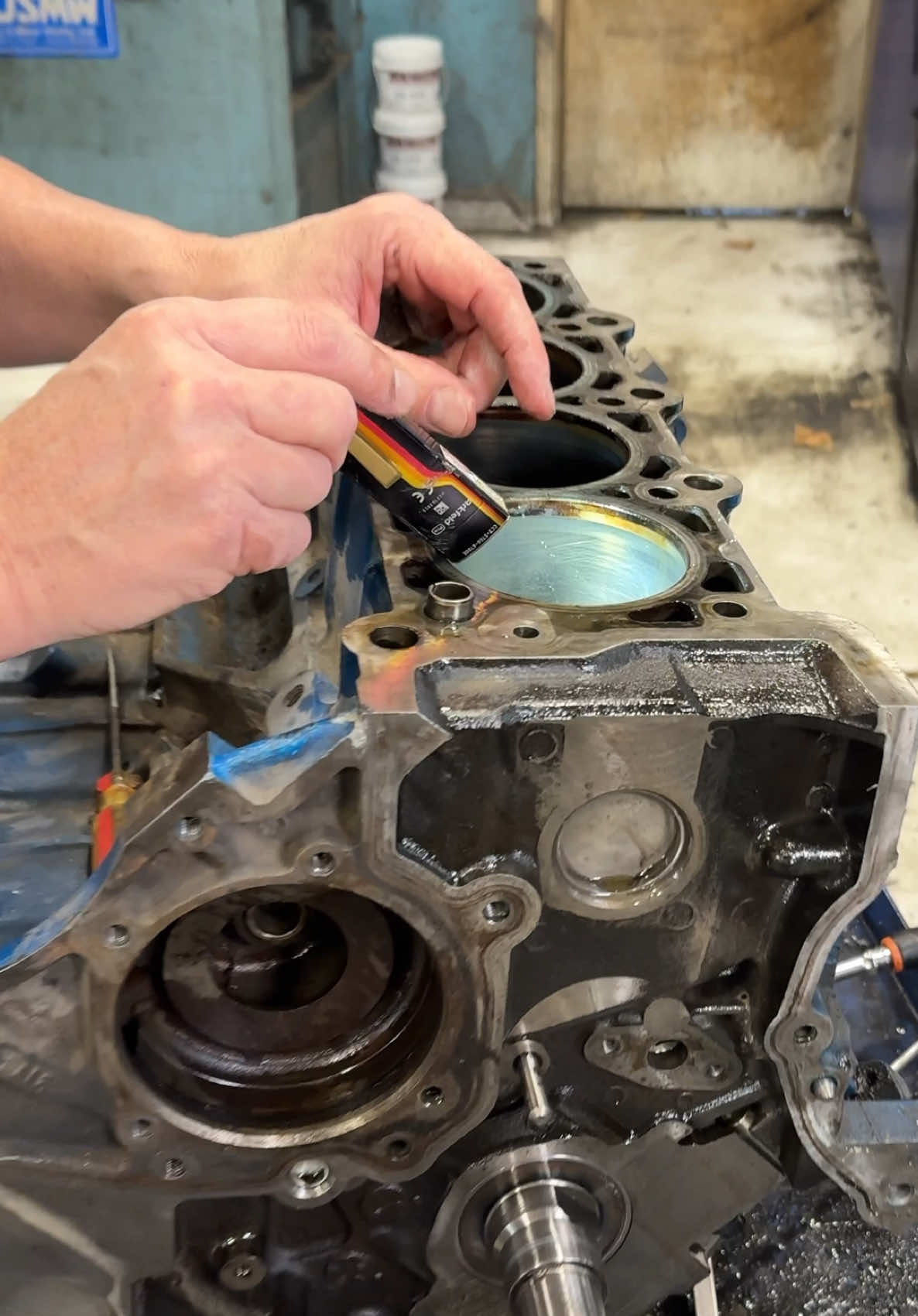 Mystery Sand in Truck Engine with Cracked Cylinder Wall #autoshop #autorepair #carrepair #enginebuild 