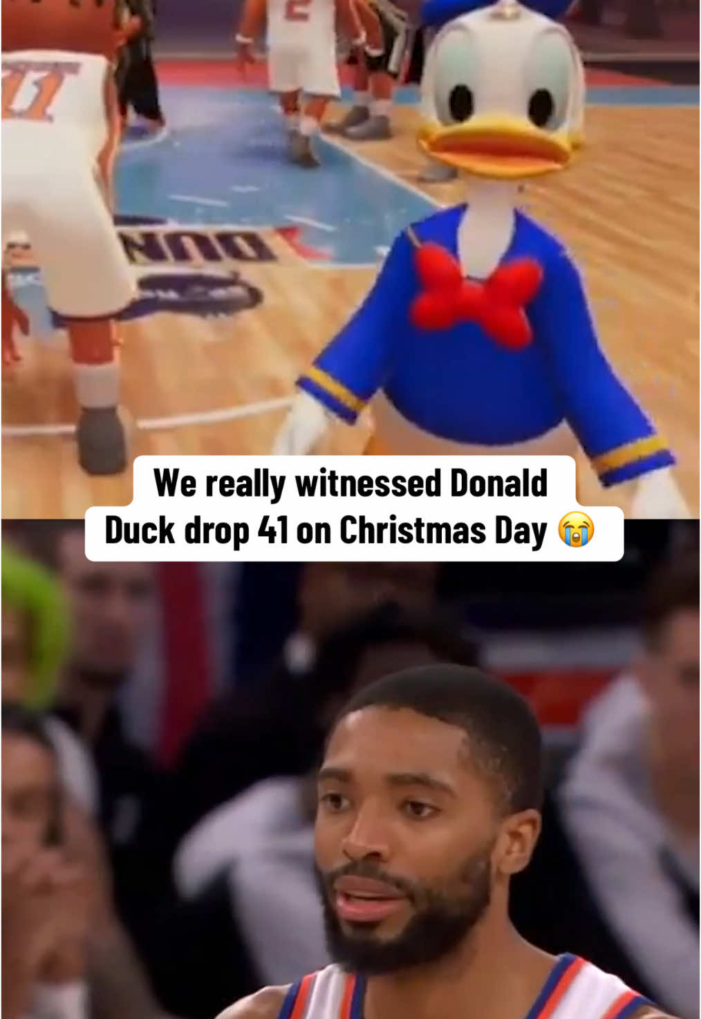 The three-point #celly 😂 #disney #mikalbridges #donaldduck #NBA 