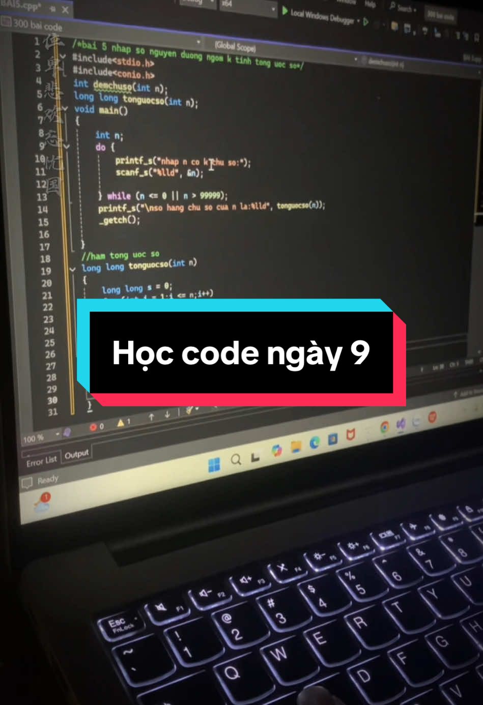 Ngày 9:”tiếp tục giải bài tập👨‍💻”#100daycode #sinhvienit #xuhuong #laptrinhvien #code #thanhcong 