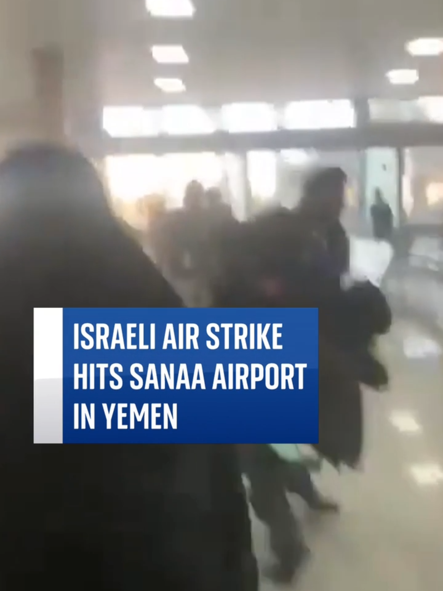 Footage shows people running from the airport in Sanaa, Yemen, after it was attacked in an Israeli air strike. #israel #airstrike #yemen