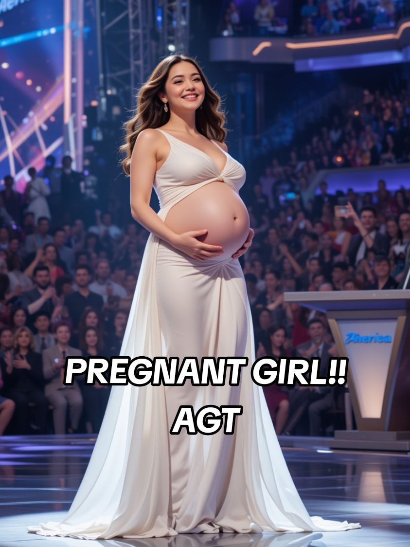 A pregnant girl on America's got talent!! ✨️ #americasgottalent #pregnant #klingai #ai #miracle #fyp 