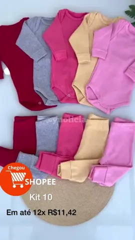 Kit 10 Peças Bebê Pagão body com Mijão Ribana Canelada Longo Inverno RN/P/M/G/1/2/3 Menina e Menino ##shopee##bebes##promoção##presente