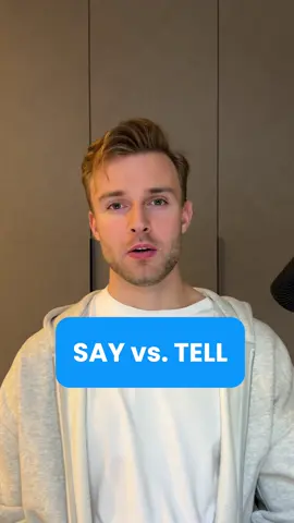 SAY vs. TELL We SAY something: “She said ‘hello’”  We TELL something to somebody: “My teacher told me the answer” #fluentenglish‬⁩ ⁦‪#learnenglishonline‬⁩ ⁦‪#inglés‬⁩ ⁦‪#учитьанглийский‬⁩ ⁦‪#学英语‬⁩ ⁦‪#अंग्रेजीसीखिये‬⁩ ⁦‪#ingilizceöğren‬⁩ ⁦‪#aprenderinglês‬⁩ ⁦‪#영어를배우다‬⁩ ⁦‪#英語を習う‬⁩ ⁦‪#nativeenglishteacher‬⁩ ⁦‪#dailyenglish‬⁩ ⁦‪#anglaisfacile‬⁩ ⁦‪#studyenglishonline‬⁩ ⁧‫#تعلمالإنجليزية‬⁩