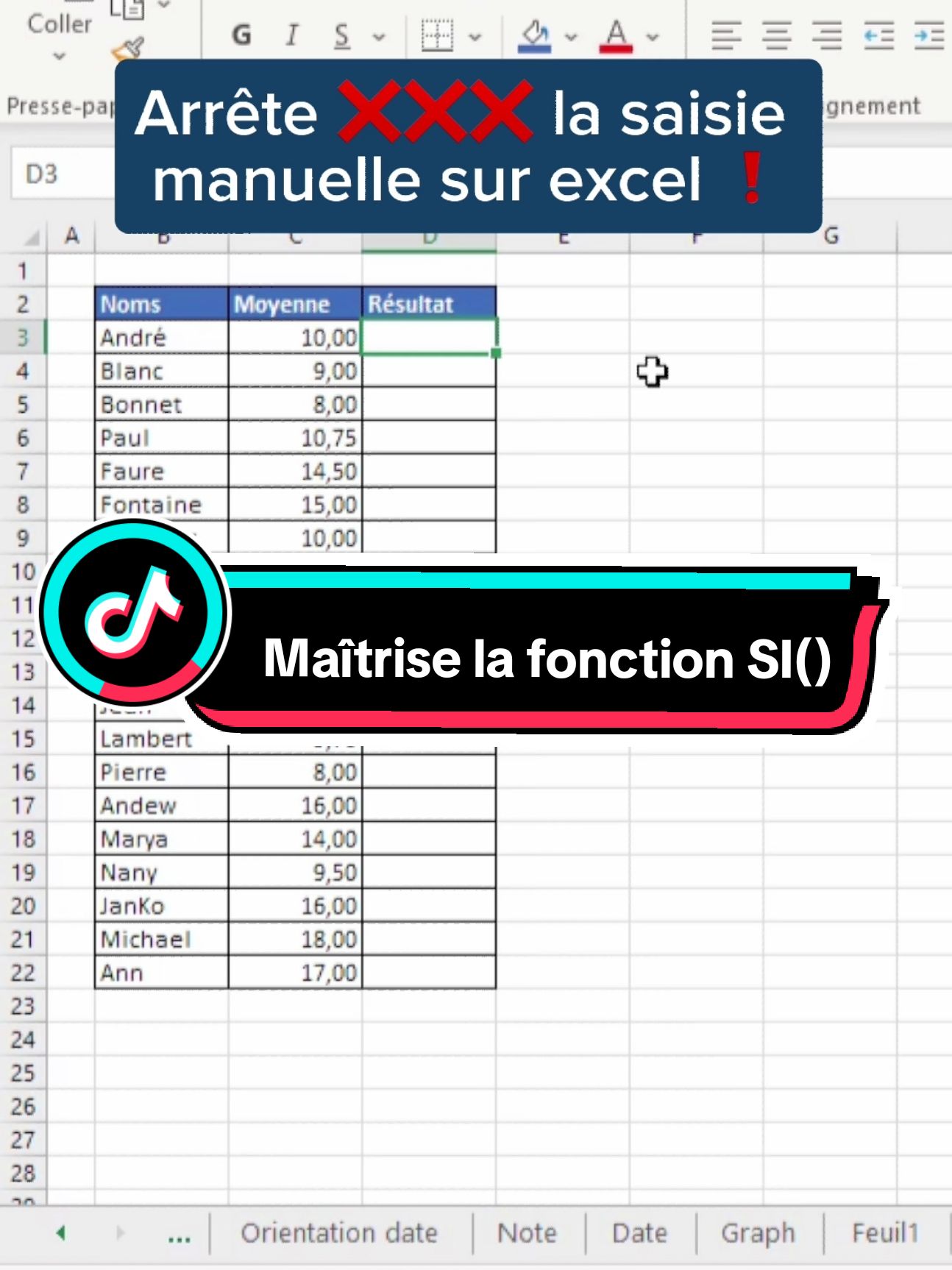 Maîtrise la fonction SI() sur excel. #excelpro #excelfrancais #microsoftexcel #apprendreexcel_de_a_à_z #apprendreexcel #tutoexcel #tutoexcelfr #excelfrance #excelfr #ApprendreSurTikTok #excelfrancais 