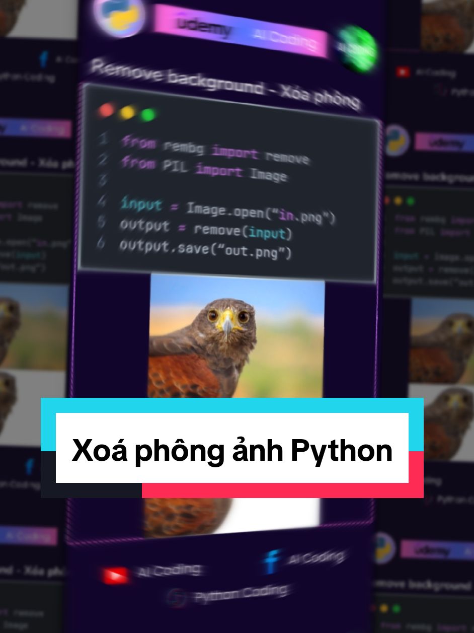 Xoá phông ảnh Python @AI Coding @GenAI #pythoncoding #chatgpt #sora #genai #aicoding #udemy #llm #vlm #rag #ai #python #quantumcomputing 